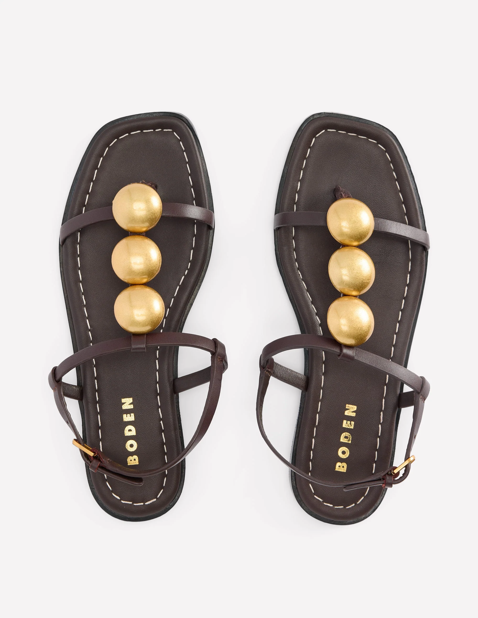 Disc Flat Sandals-Dark Chocolate - Image 4