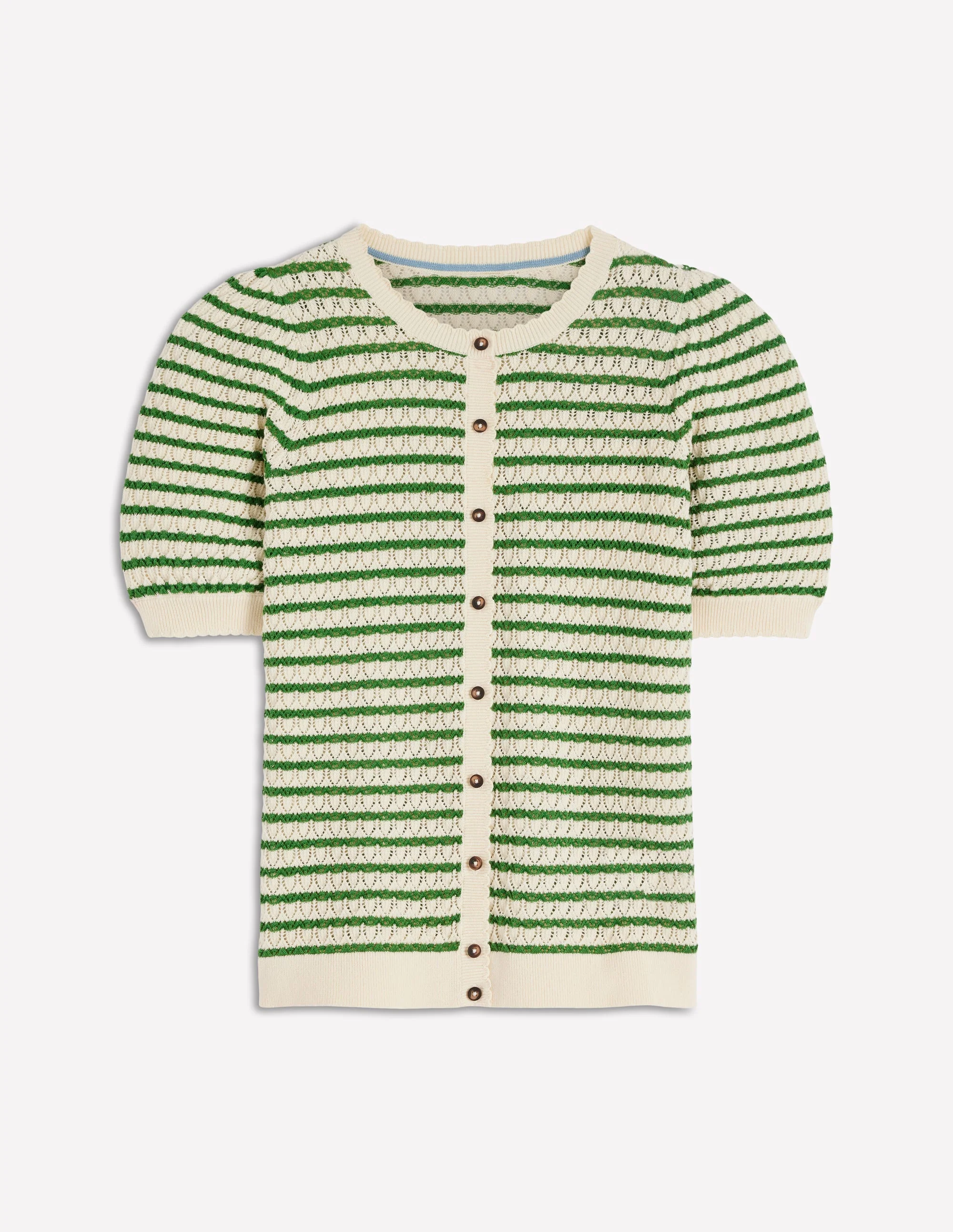 Dot Pointelle Cardigan-Green Stripe - Image 5