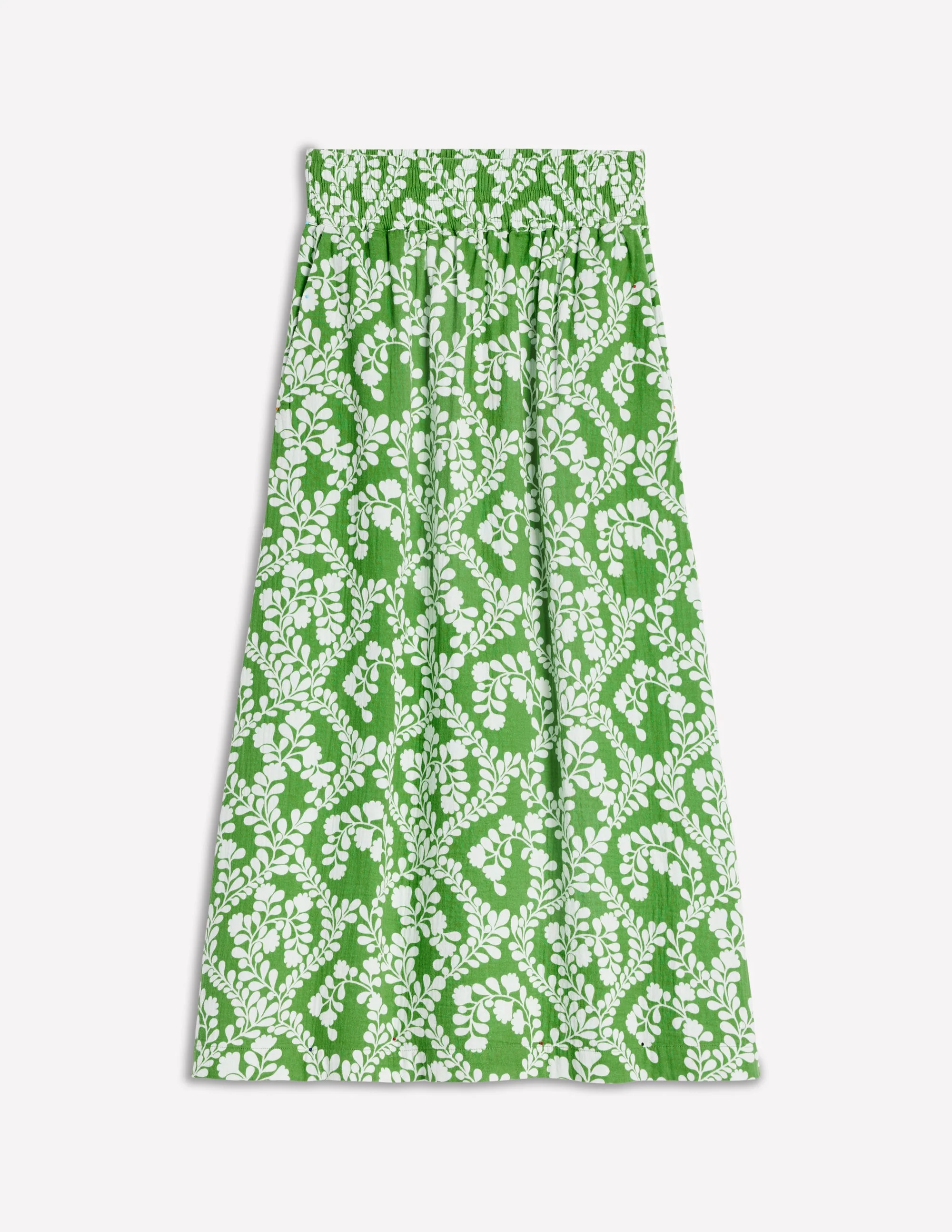 Double Cloth Smocked Skirt-Paradise Green,Vine Silhouette - Image 5