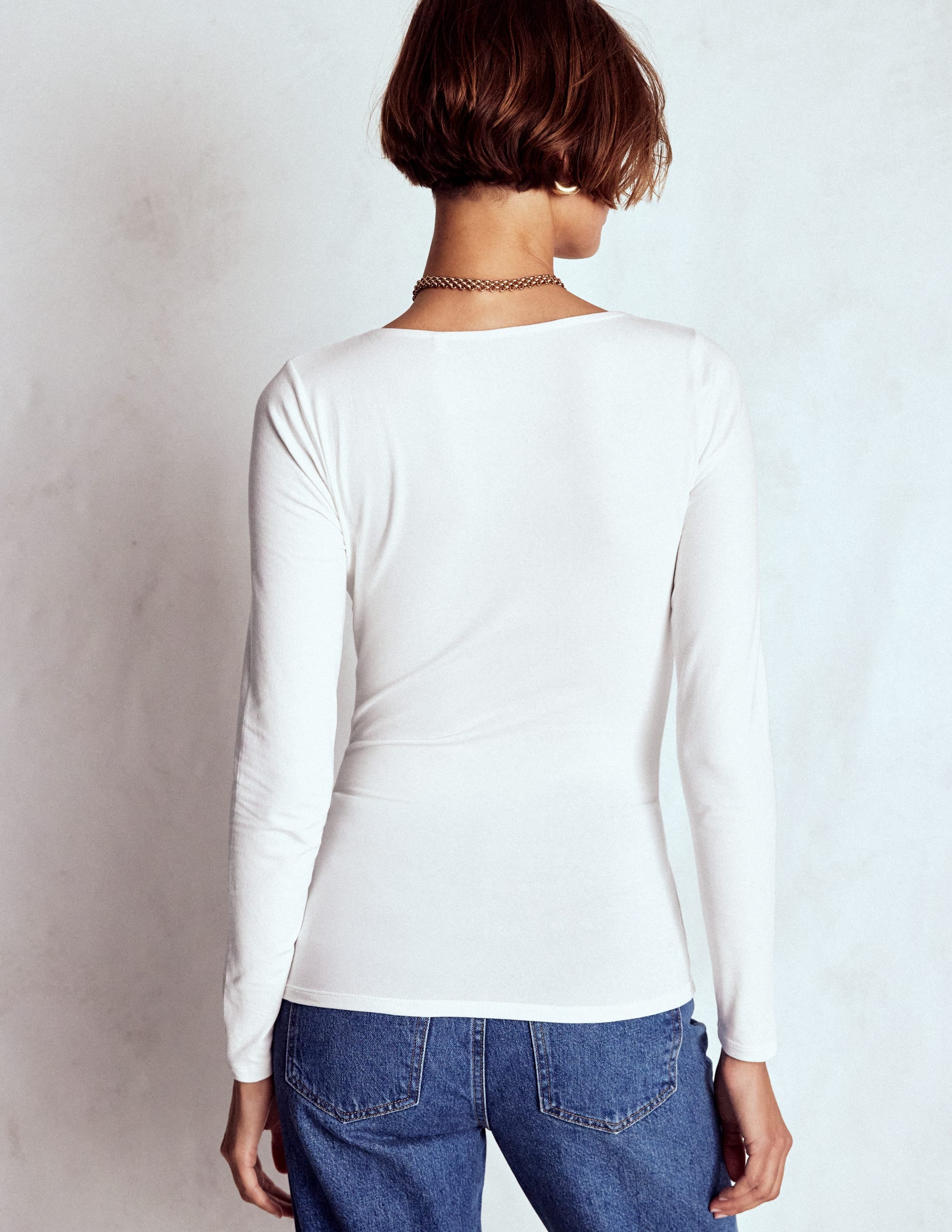 Double Layer Square Neck Top-White - Image 3
