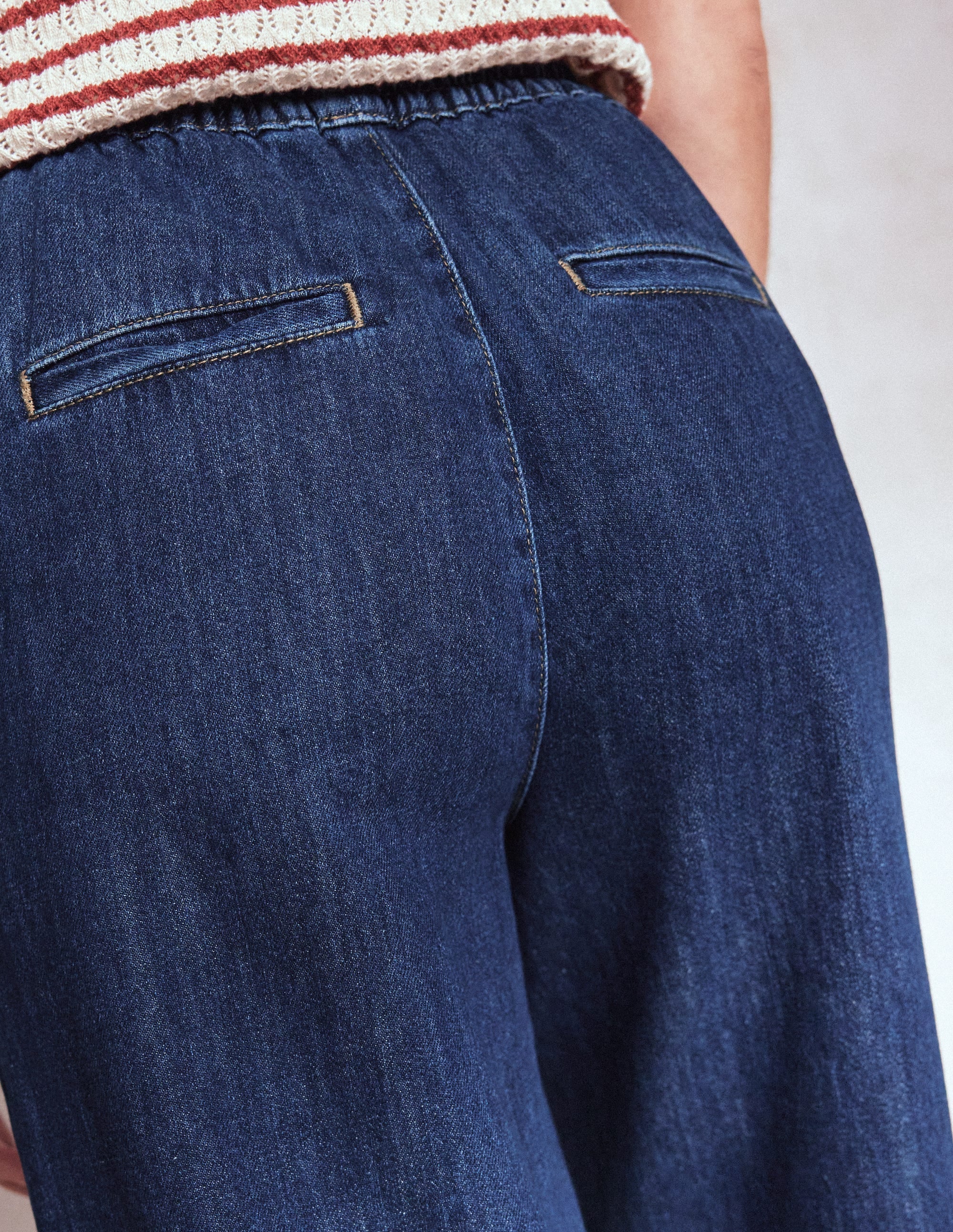Drawcord Denim Trousers-MID WASH - Image 2