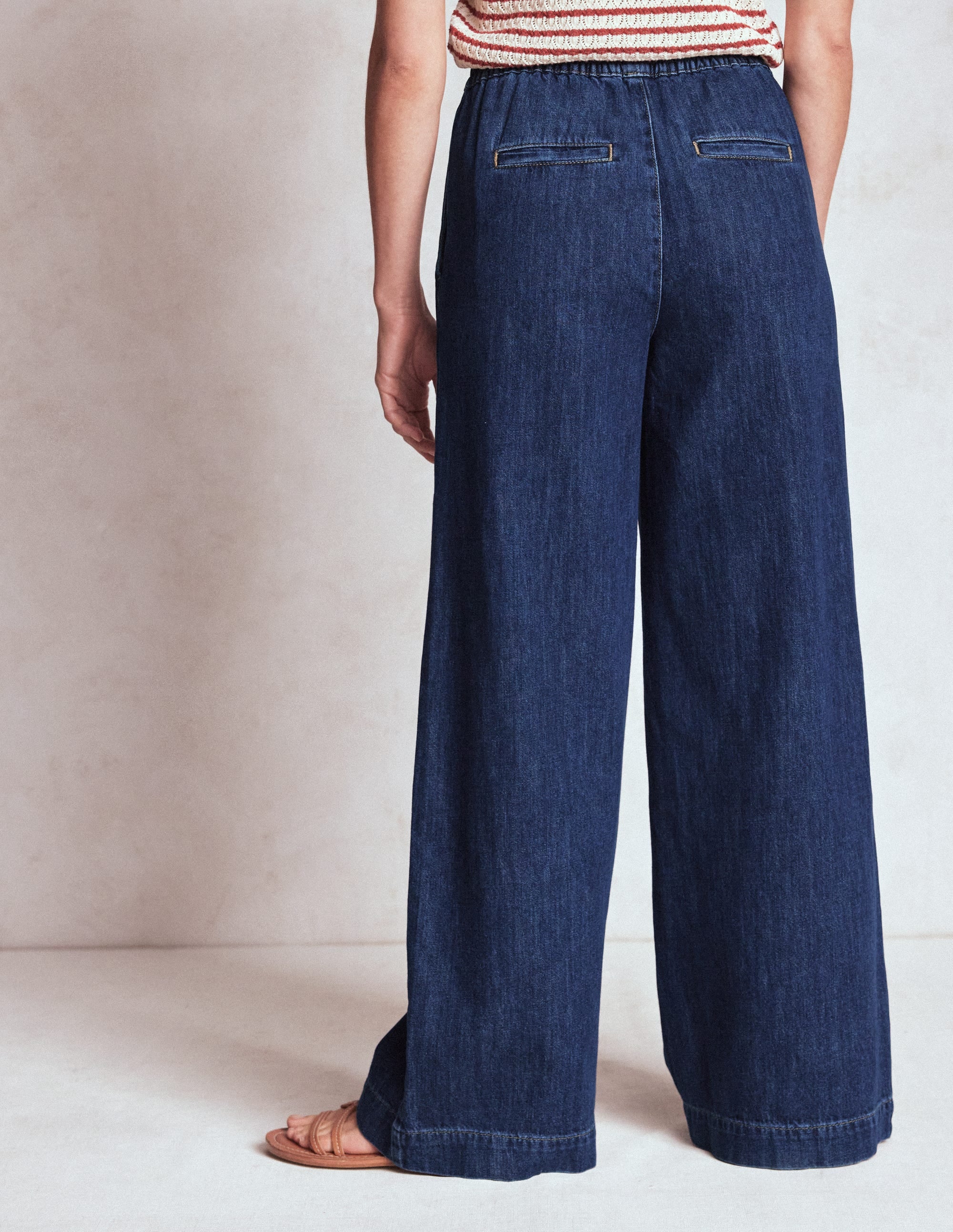 Drawcord Denim Trousers-MID WASH - Image 3