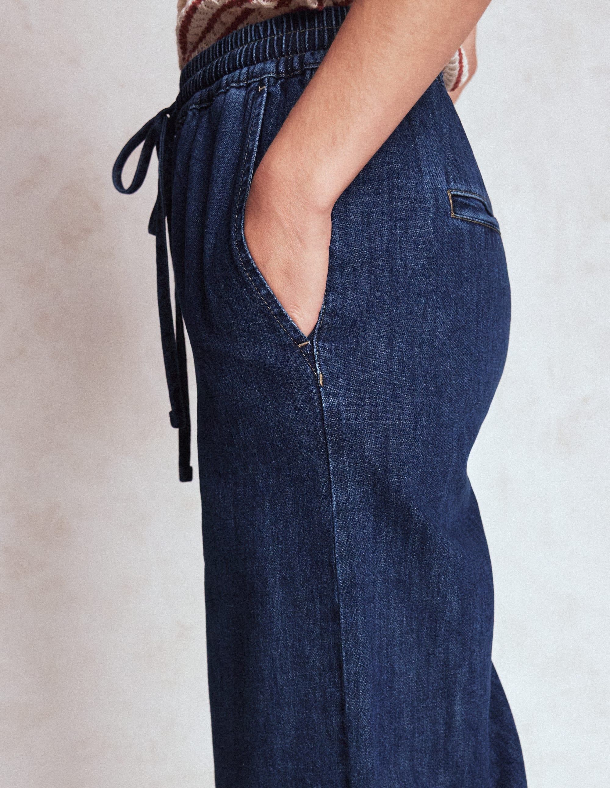 Drawcord Denim Trousers-MID WASH - Image 6