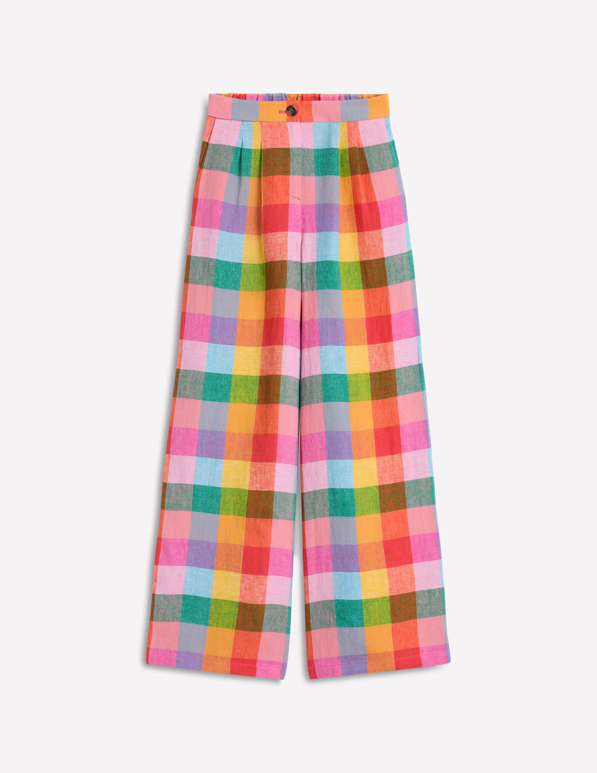 Dulwich Linen Trousers-Rainbow Multigingham - Image 10