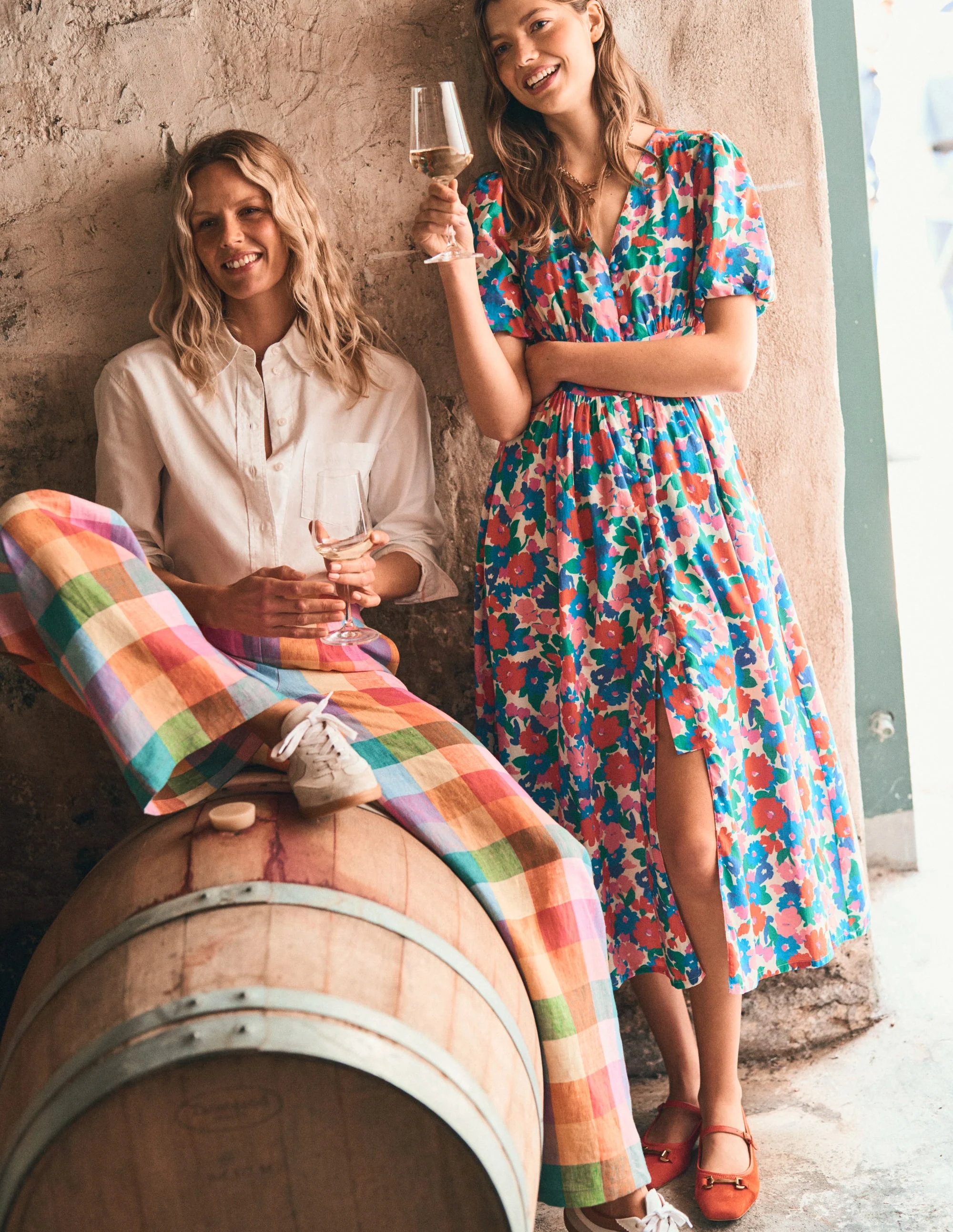 Dulwich Linen Trousers-Rainbow Multigingham - Image 2