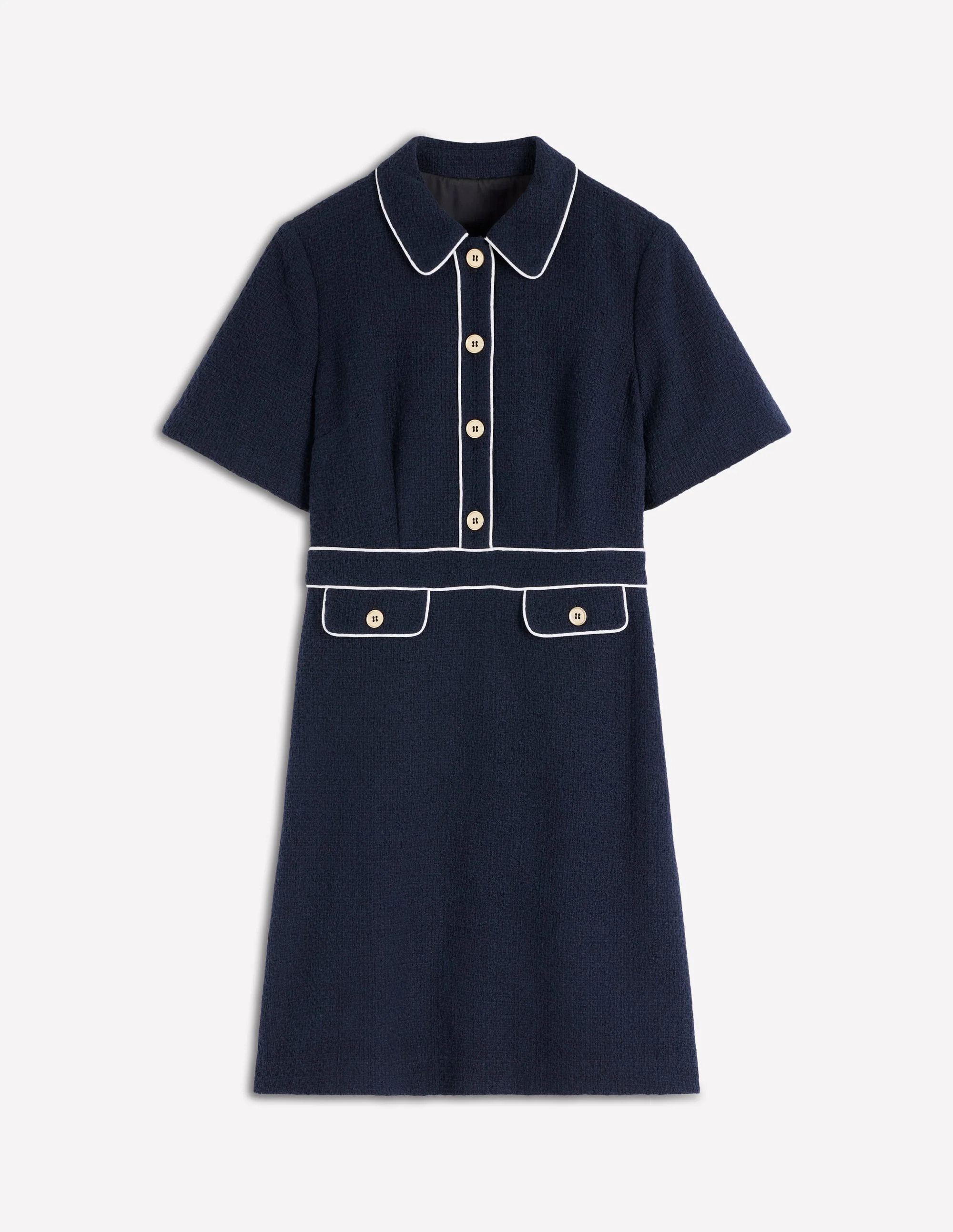 Eda Cotton Shift Dress-Navy - Image 6