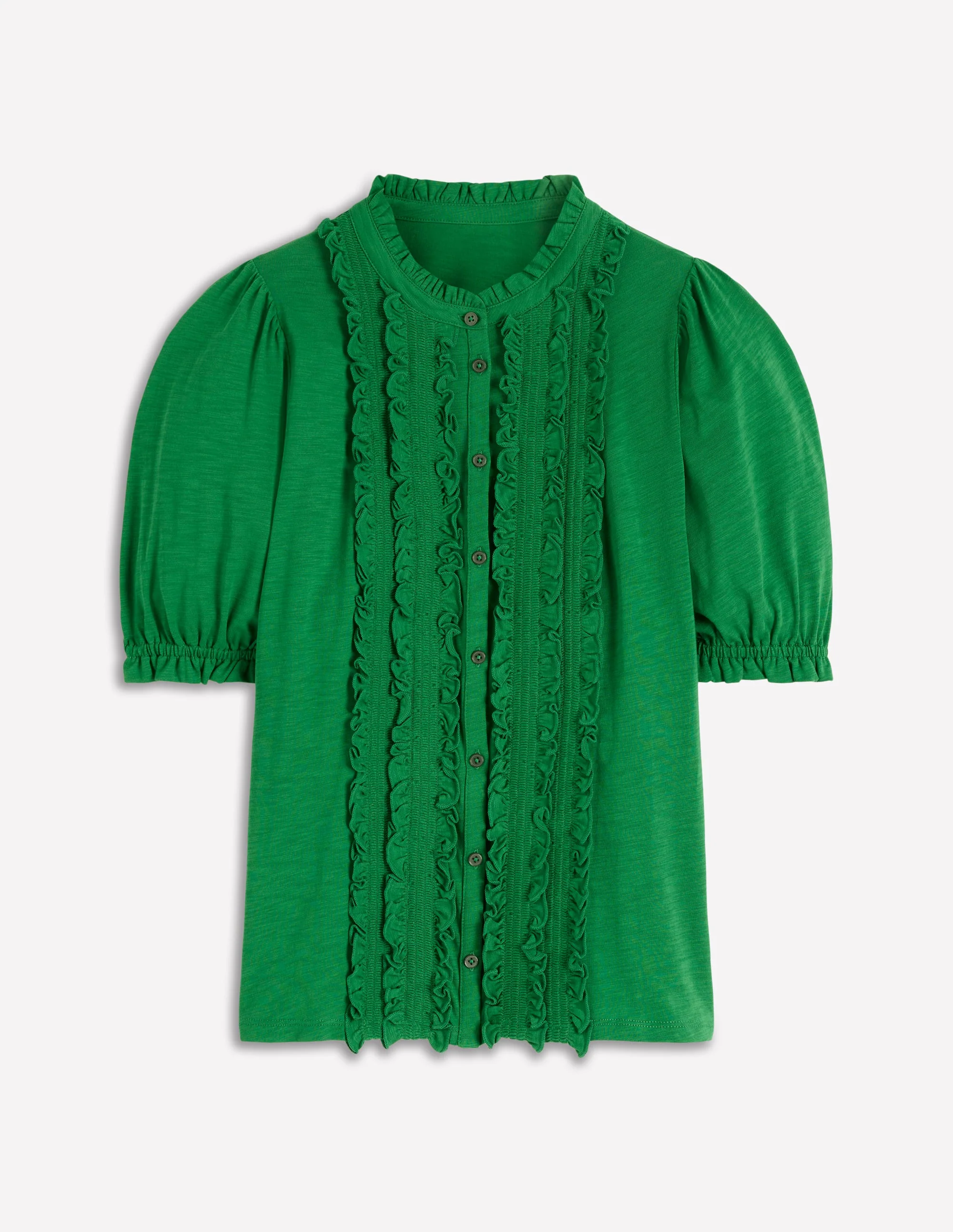 Eda Ruffle Front Shirt-Fresh Green - Image 5