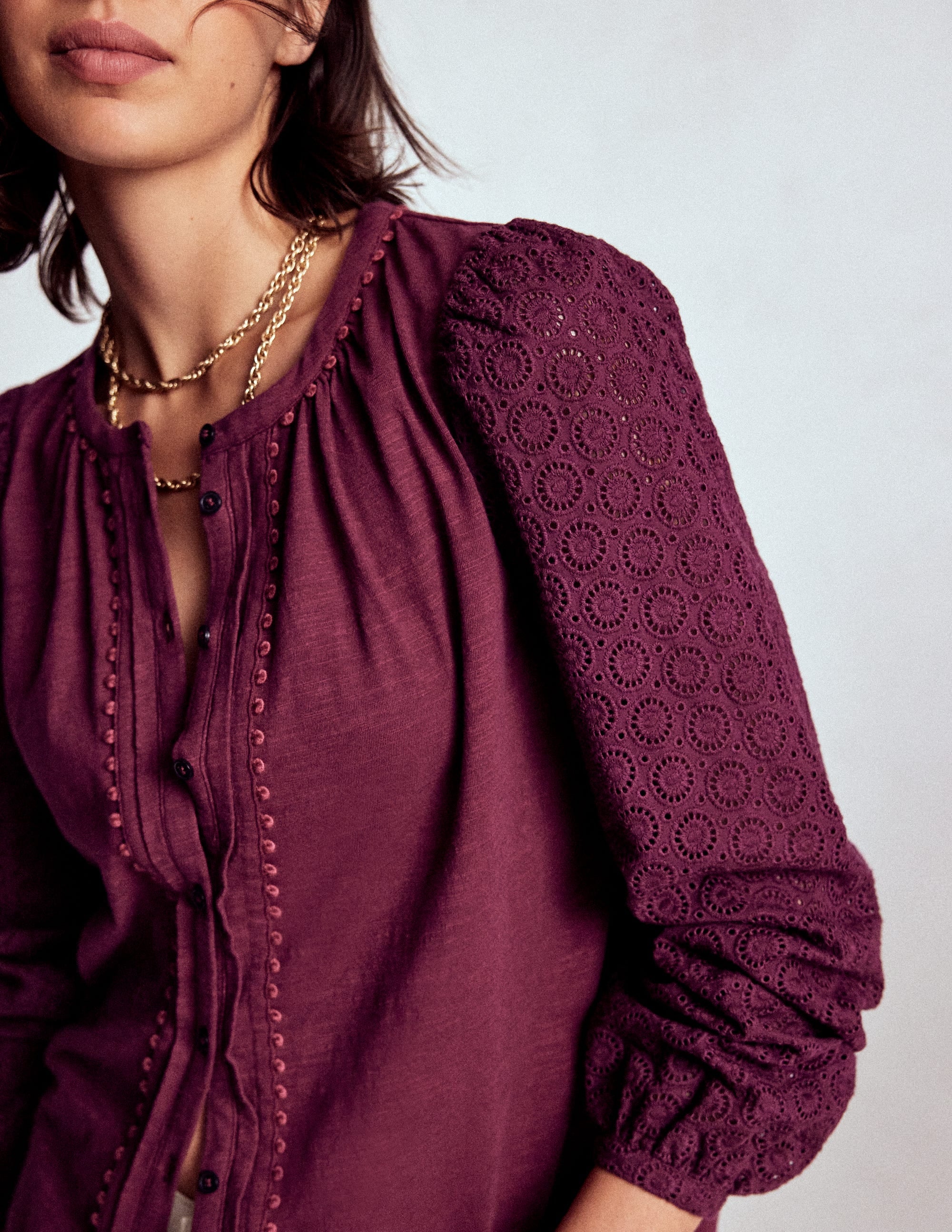 Eden Broderie Jersey Shirt-Deep Wisteria - Image 2