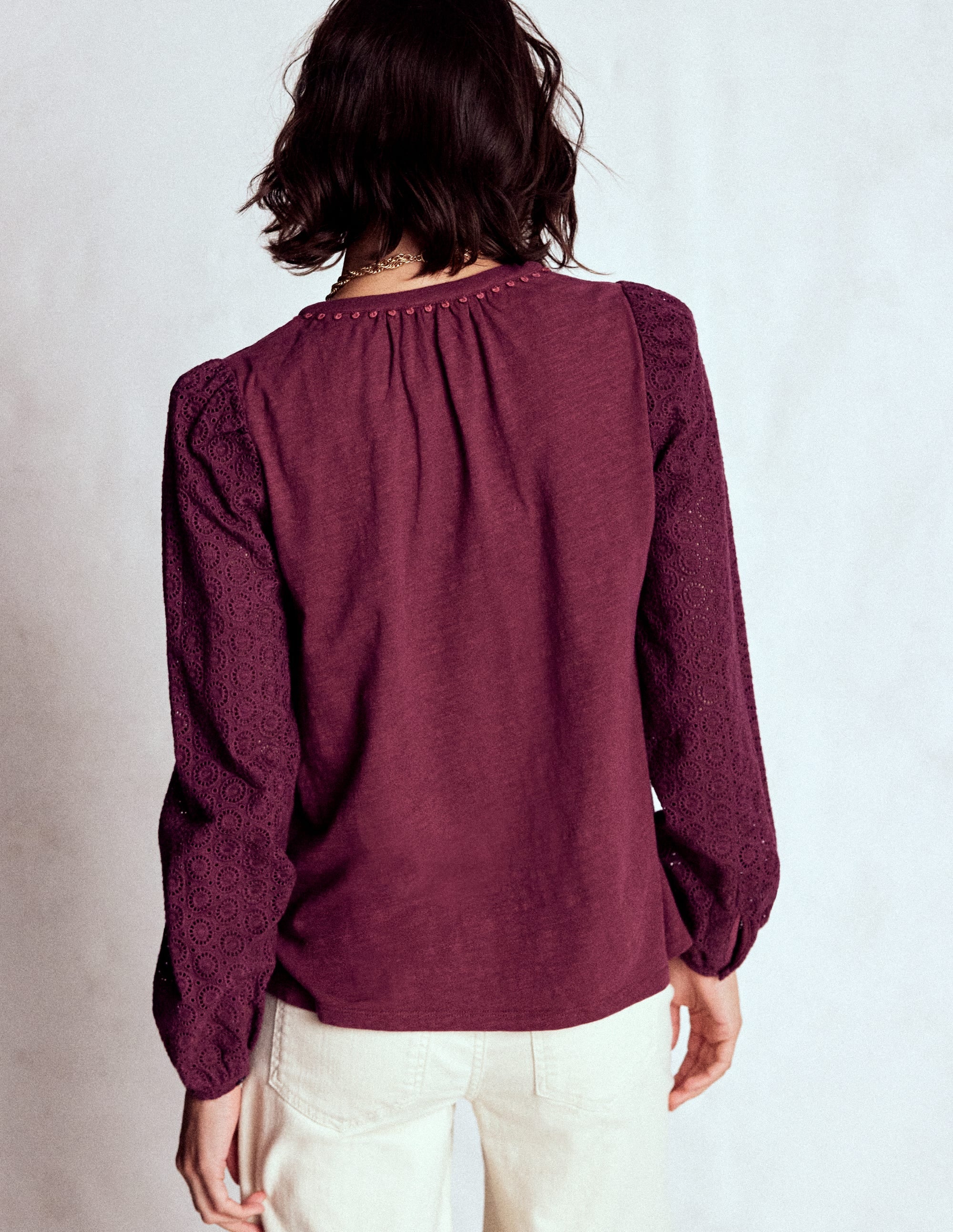 Eden Broderie Jersey Shirt-Deep Wisteria - Image 3
