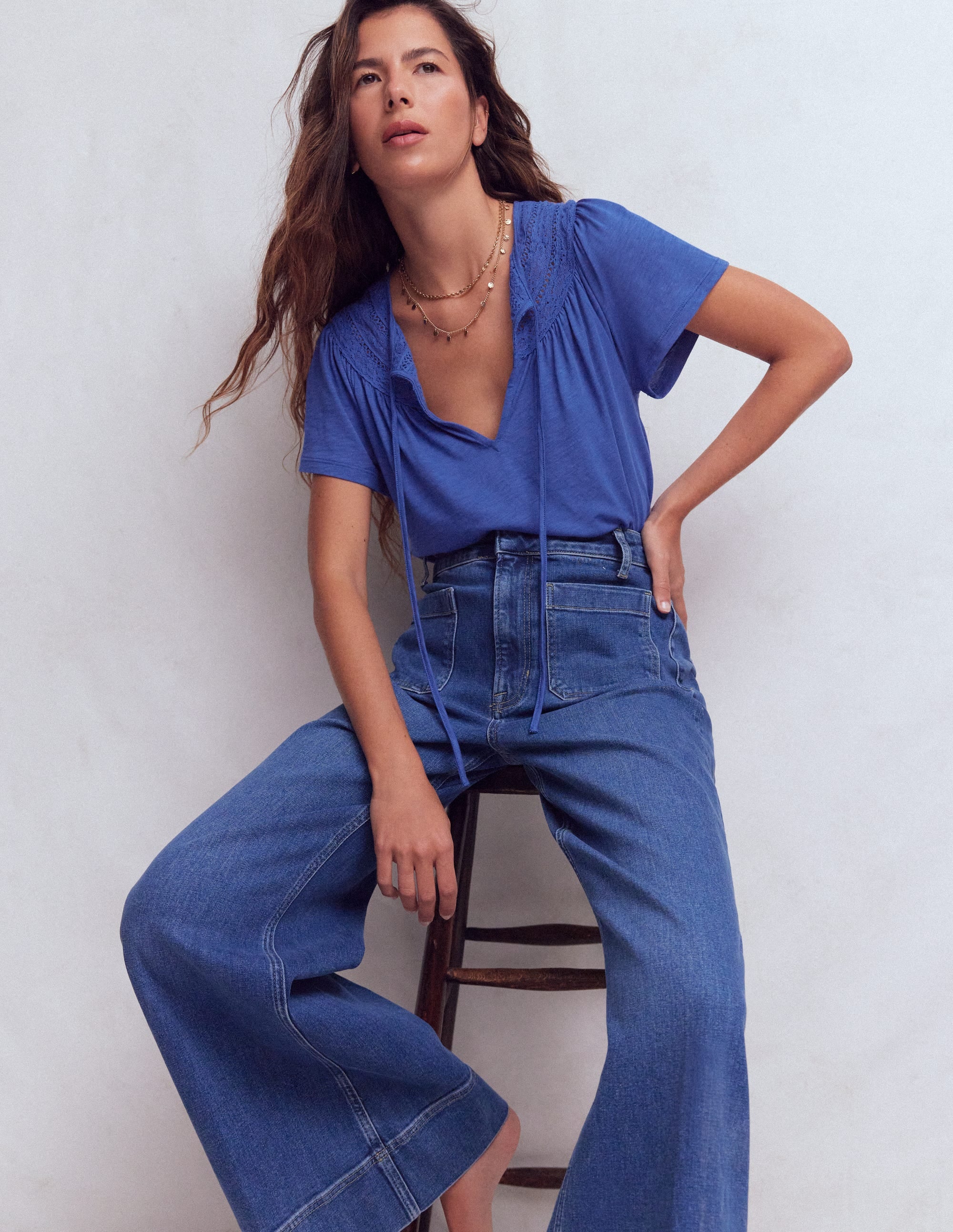 Edi Trim Detail T-shirt-Beaucoup Blue - Image 2
