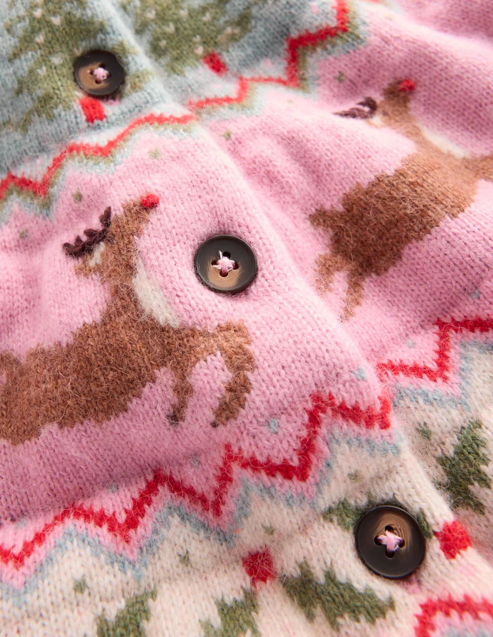 Edie Fair Isle Cardigan-Pink, Reindeer - Image 7