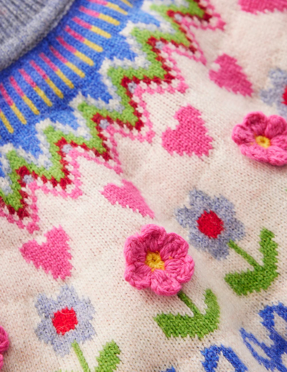 Edie Fair Isle Jumper-Oatmeal Melange, Flowers - Image 7