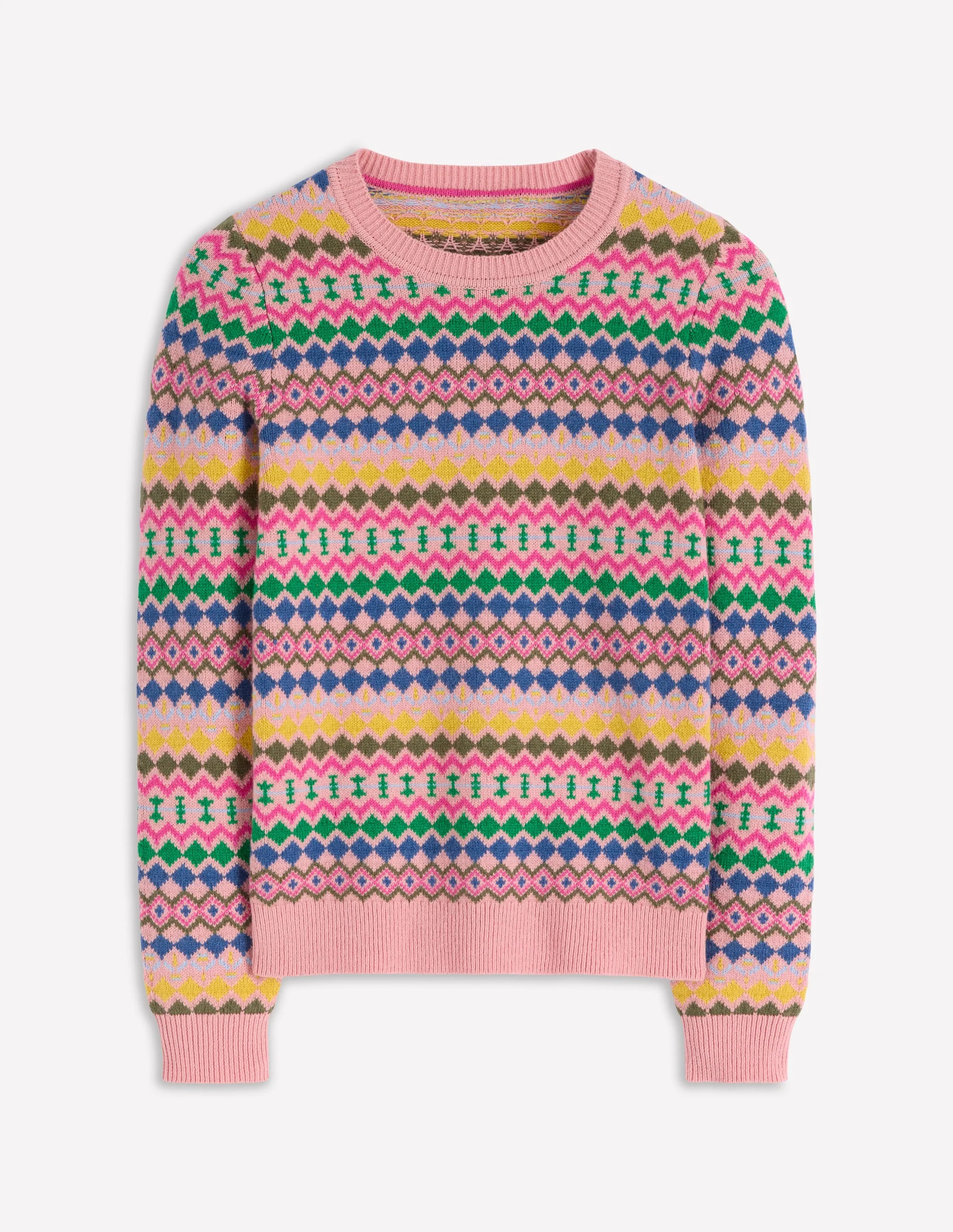 Edie Fair Isle Jumper-Pink, Geo Fair Isle - Image 6