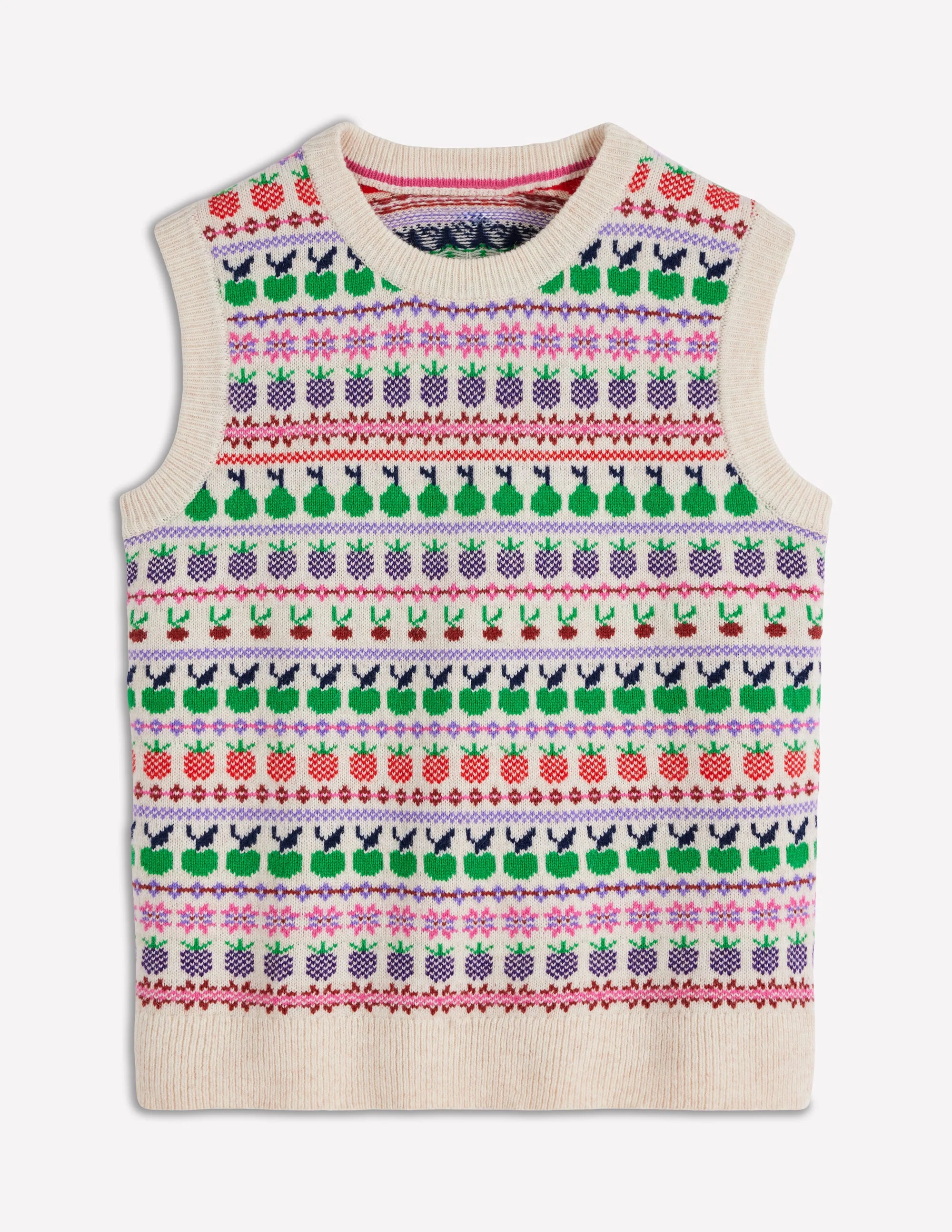Edie Fair Isle Tank-Ecru Marl, Fruit - Image 6