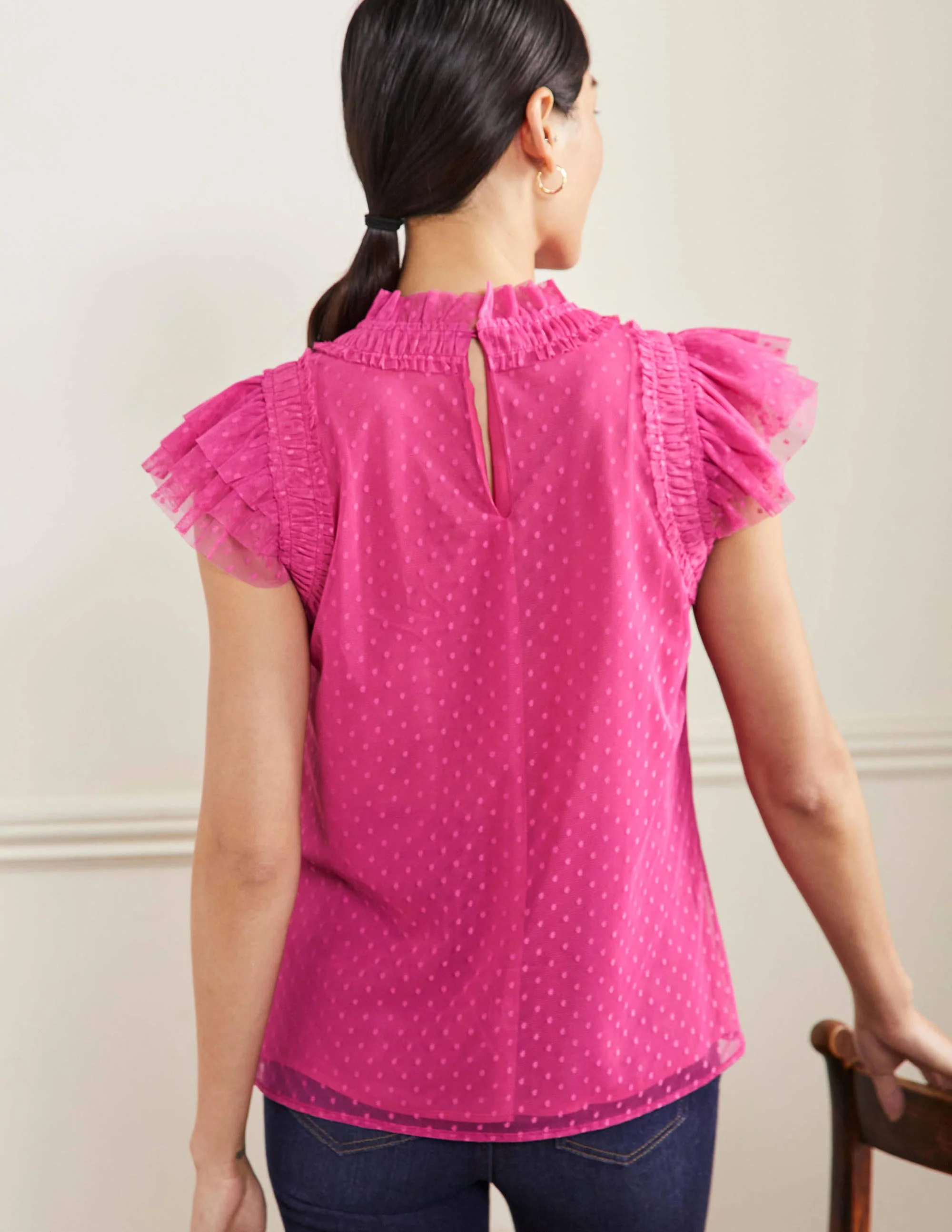 Edie Sleeveless Tulle Top-Party Pink - Image 3