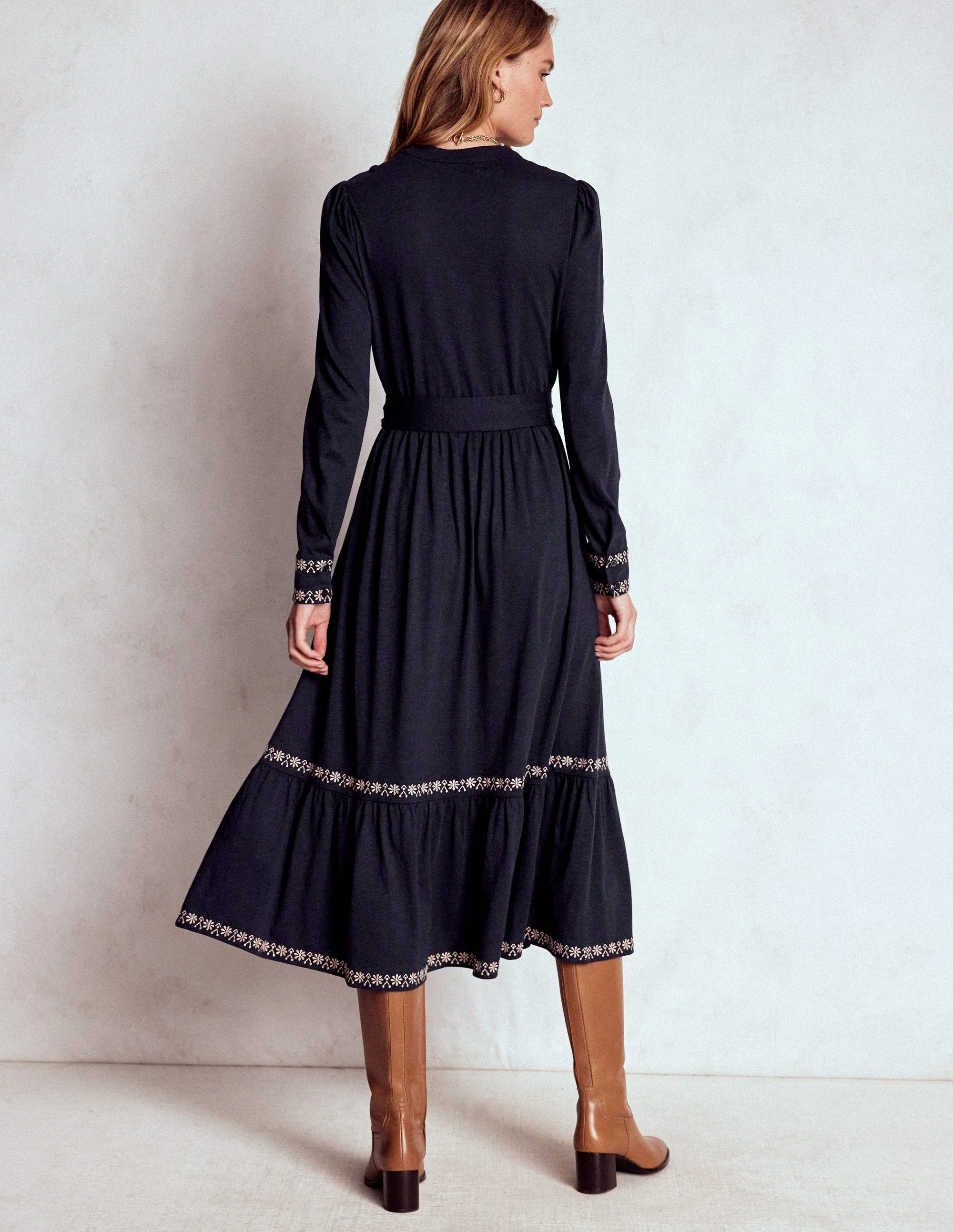 Edwina Jersey Shirt Dress-Navy - Image 3