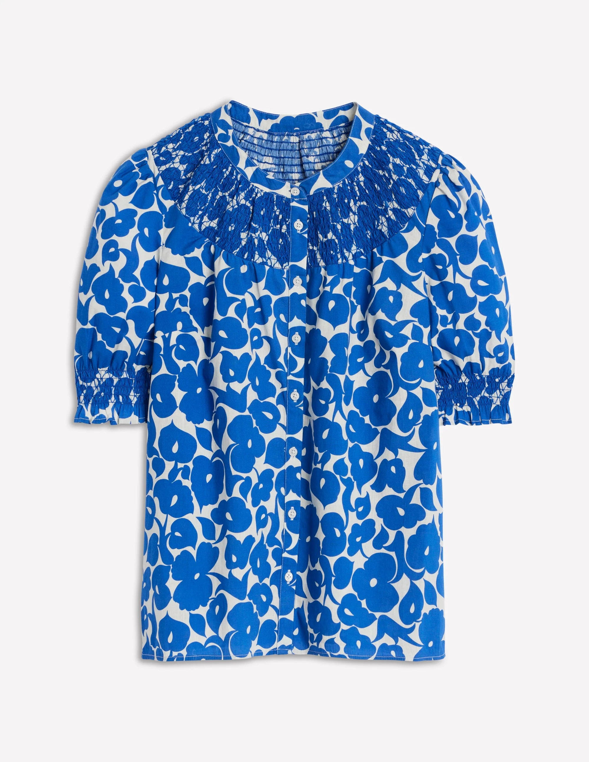 Effie Short Sleeve Top-Bright Blue, Leafy Grove - Image 5