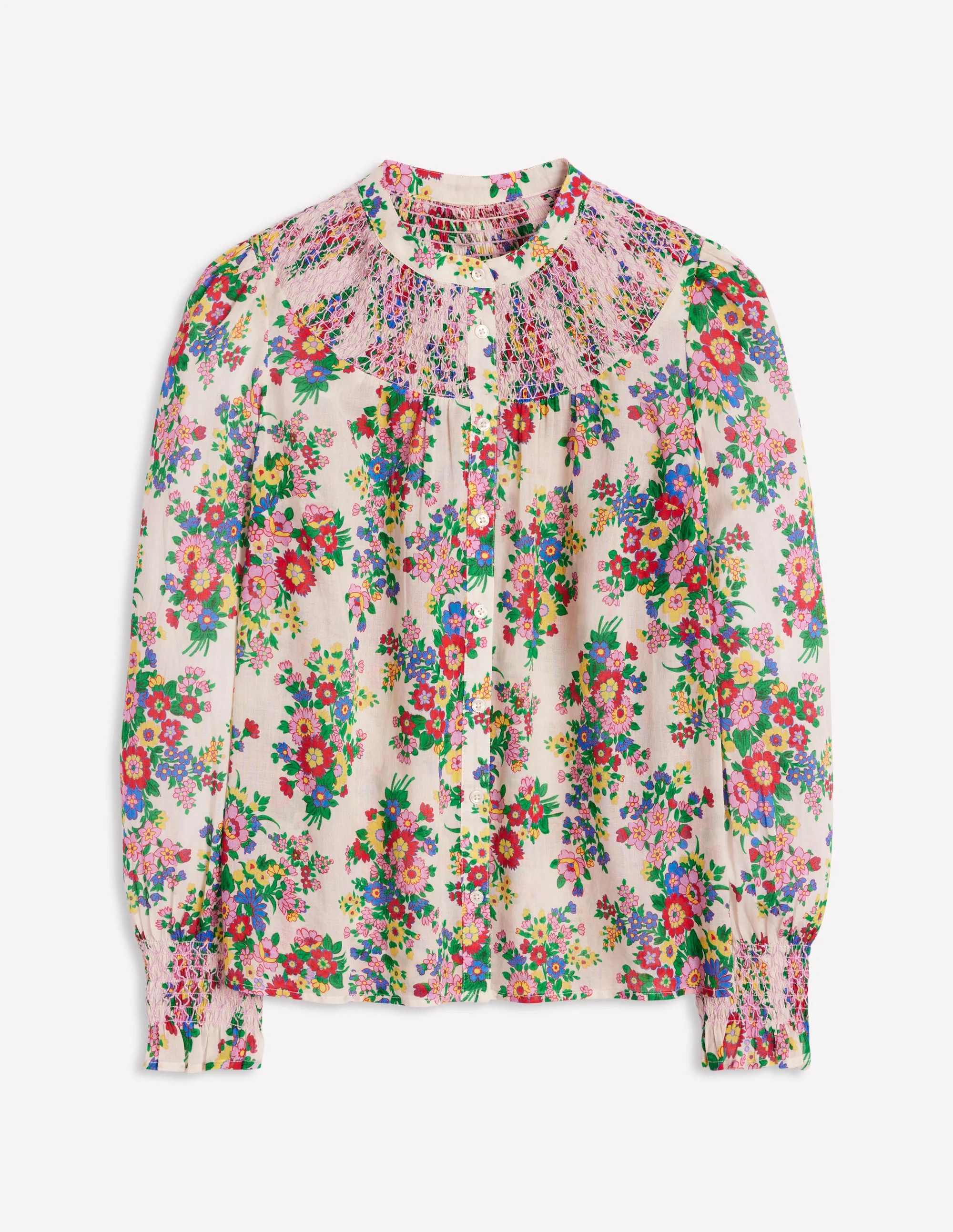 Effie Smocked Blouse-Multi, Bouquet Cluster - Image 8
