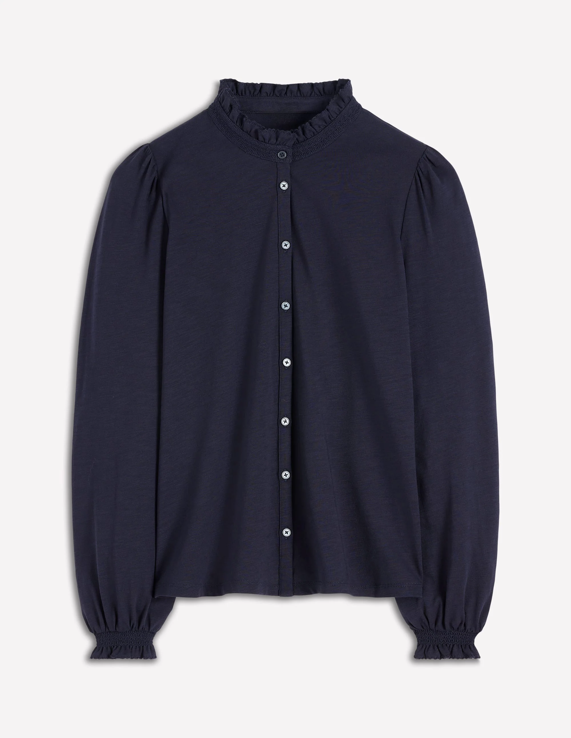 Effie Smocked Detail Shirt-Navy - Image 5