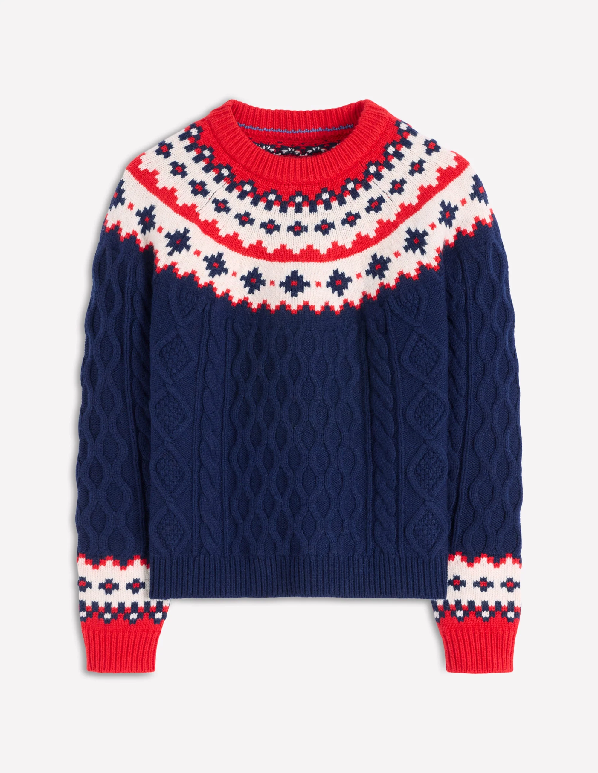 Eleanor Fair Isle Jumper-Navy Cable - Image 6