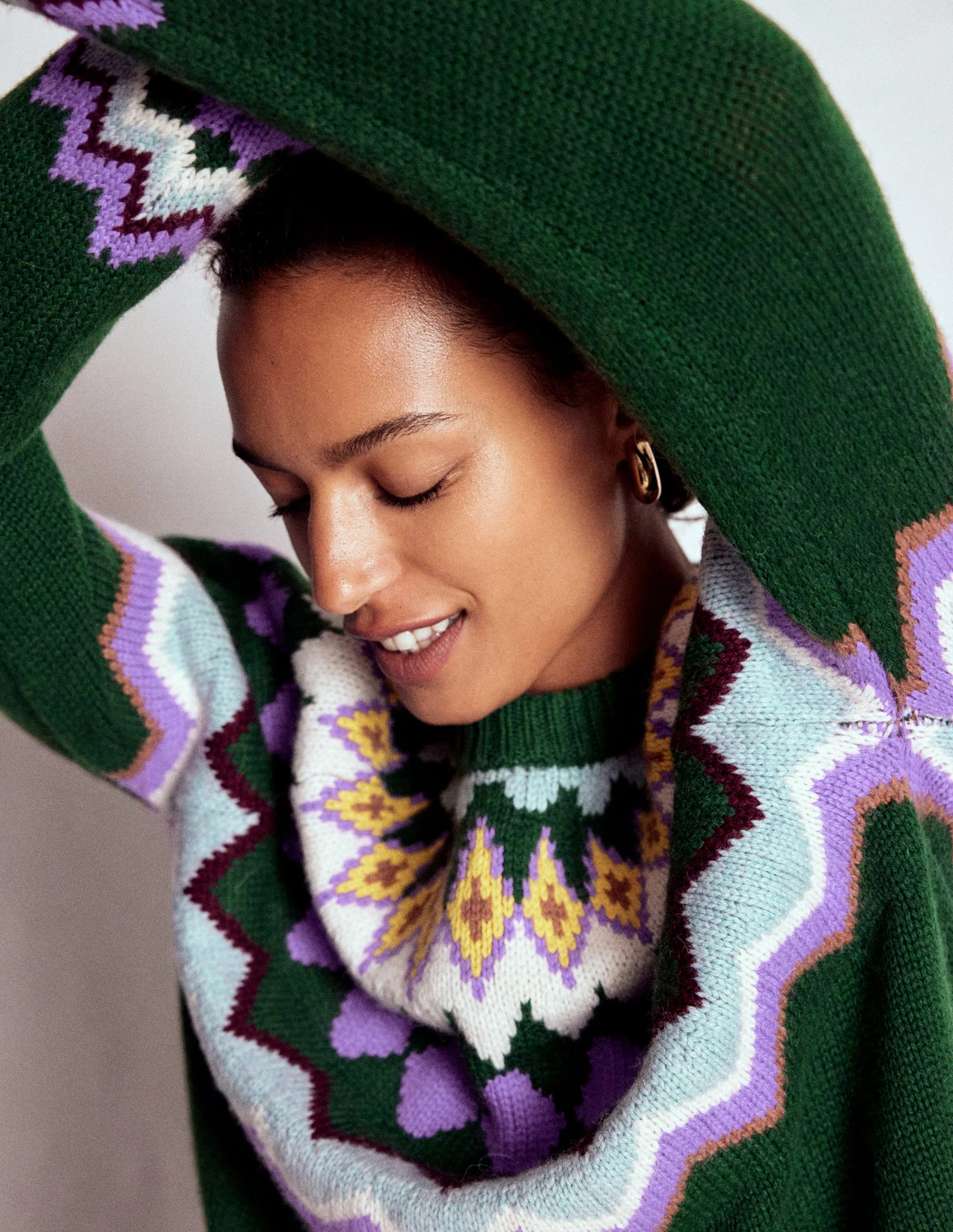 Eleanor Fair Isle Jumper-Promenade Green Melange - Image 4