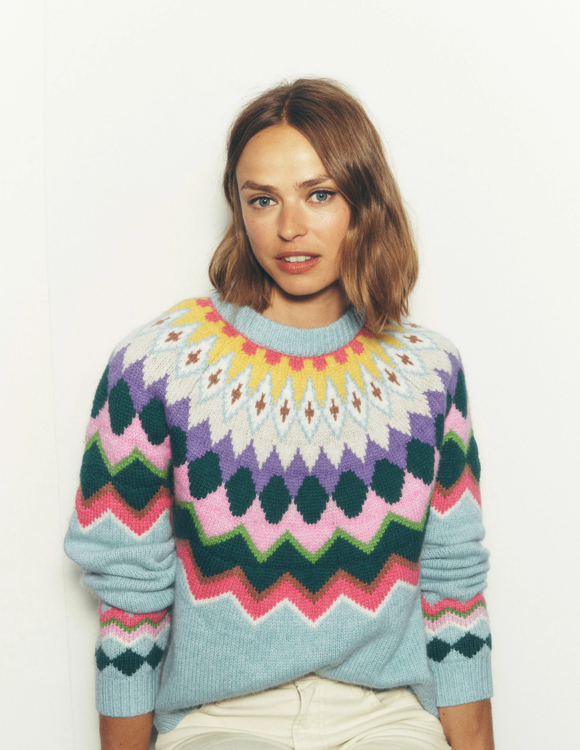 Eleanor Fair Isle Jumper-Tourmaline Blue Melange - Image 7