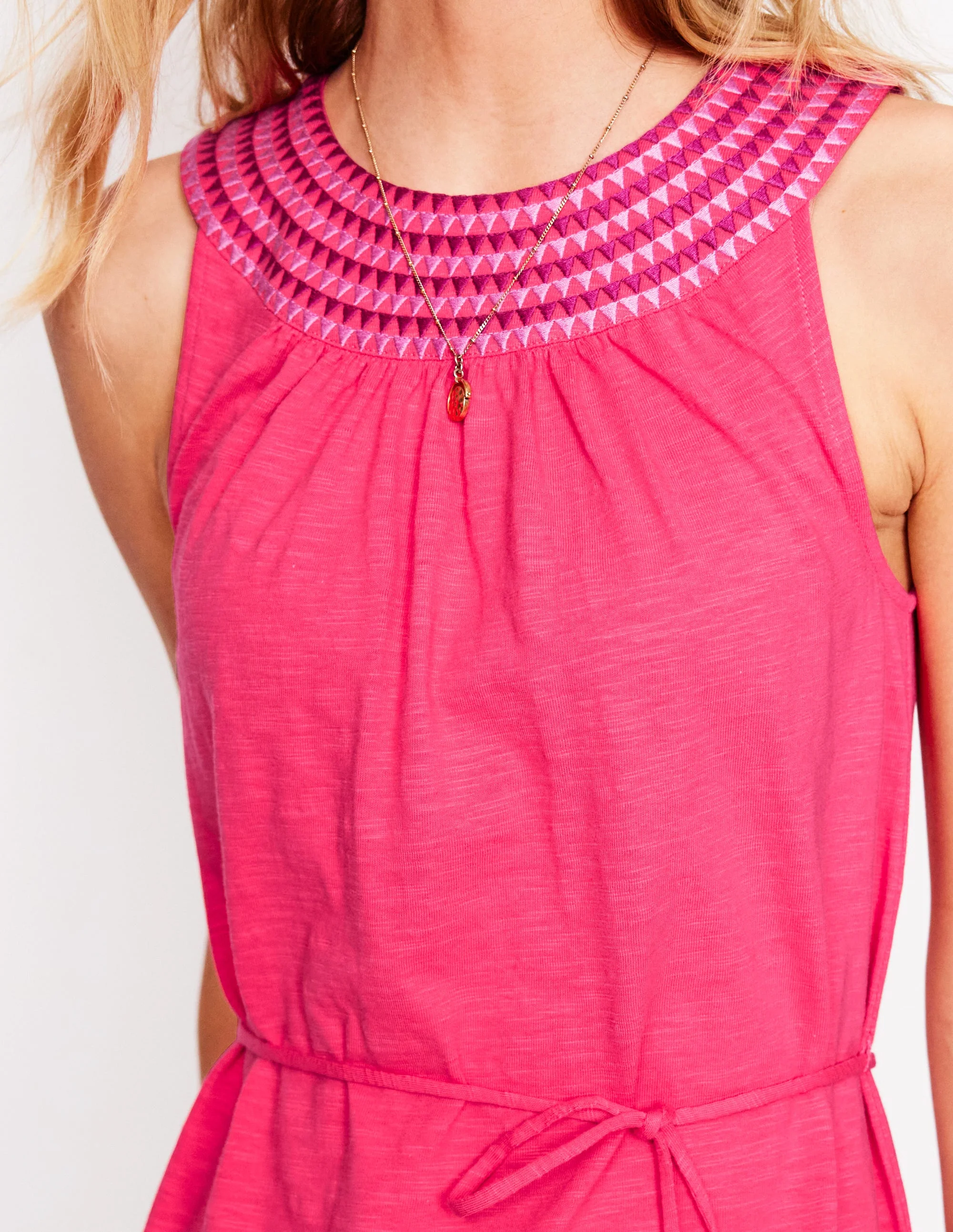 Eleni Embroidered Short Dress-Camelia Pink - Image 2