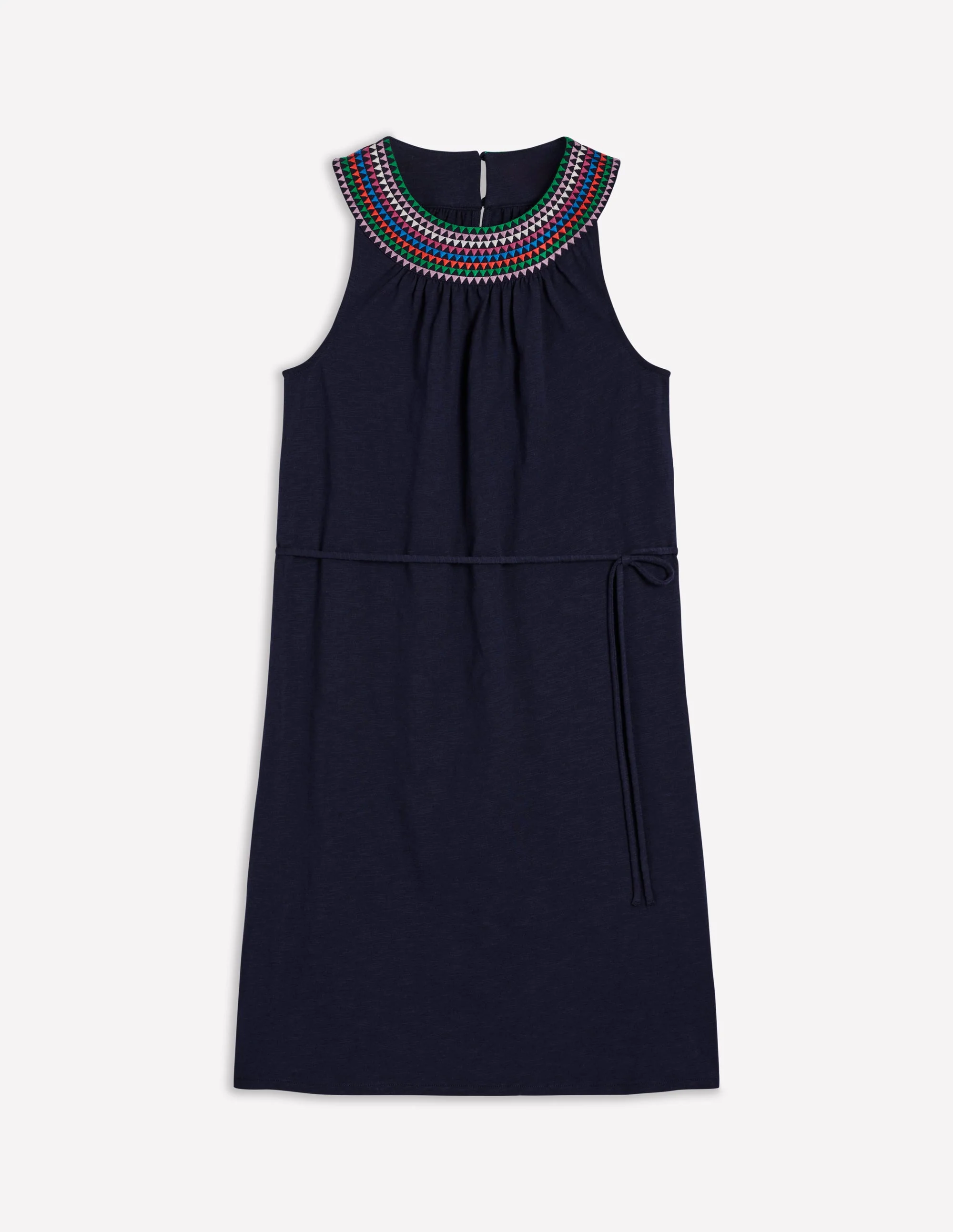 Eleni Embroidered Short Dress-Navy - Image 6