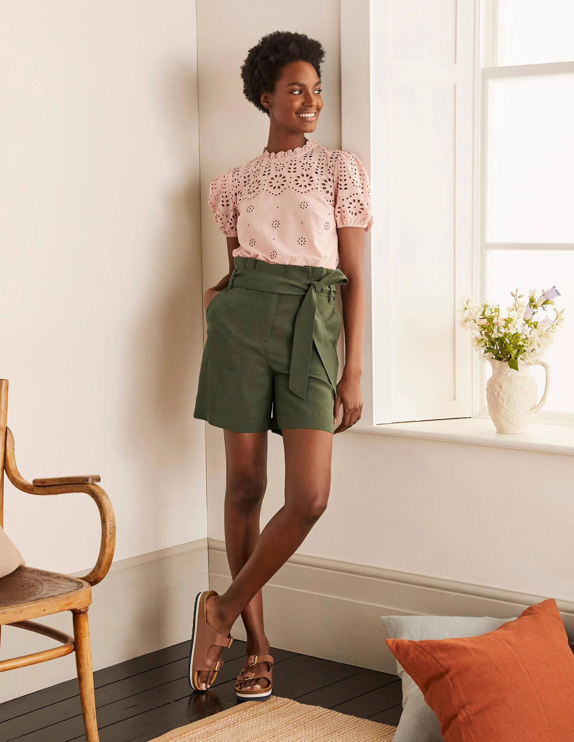 Elgin Paperbag Shorts-Khaki - Image 4