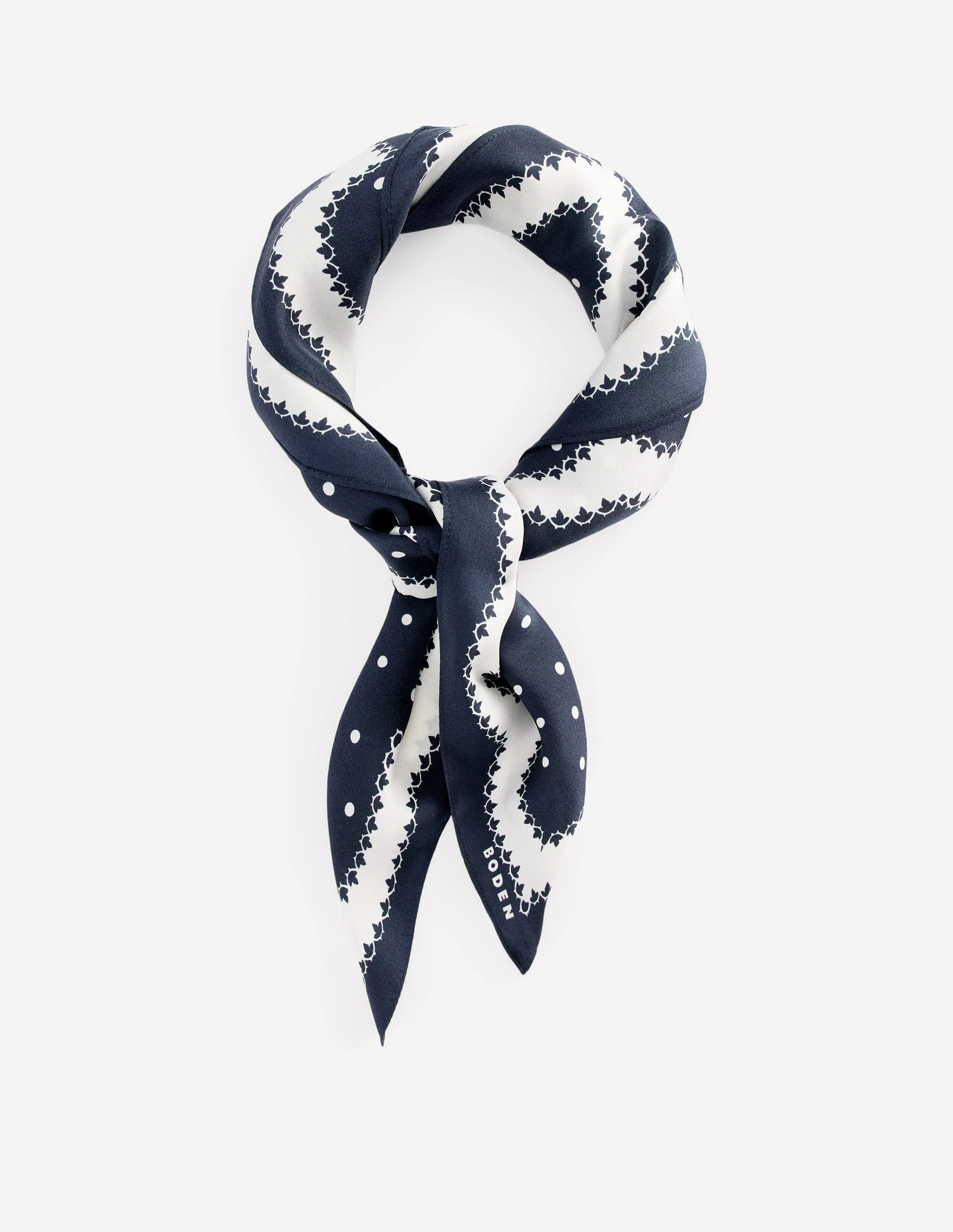 Elisabeth Silk Square Scarf-Navy