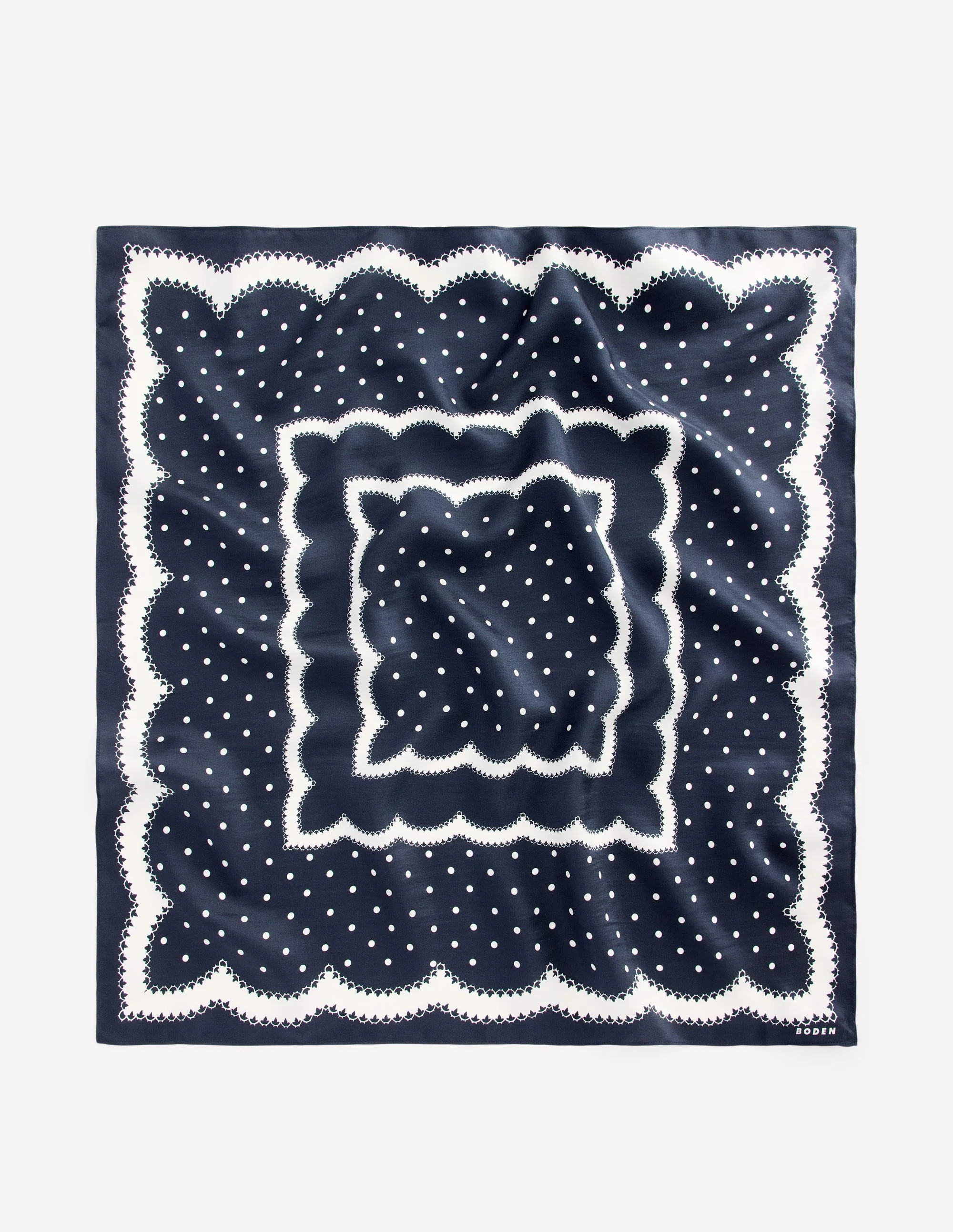 Elisabeth Silk Square Scarf-Navy - Image 3