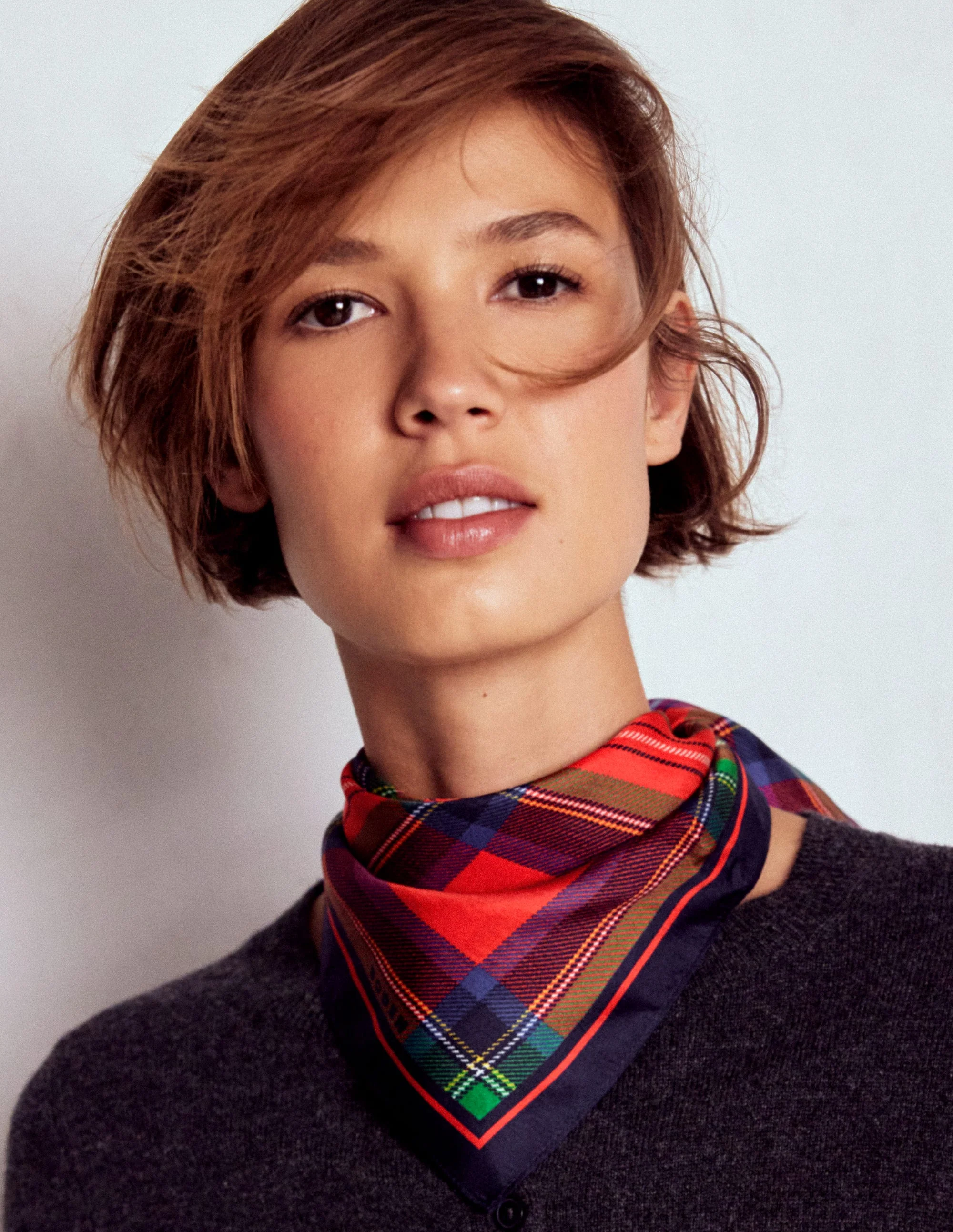 Elisabeth Silk Square Scarf-Tartan - Image 2
