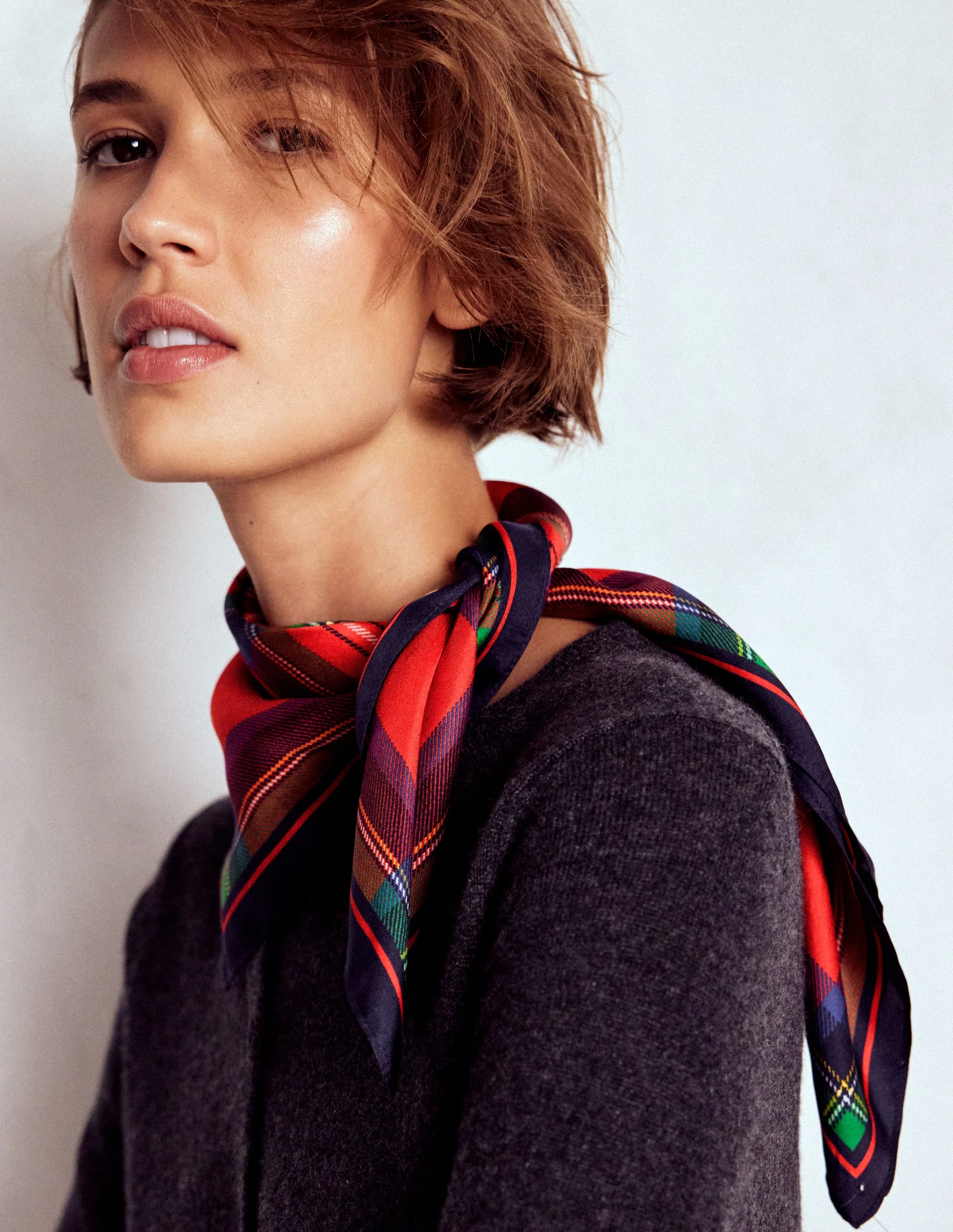Elisabeth Silk Square Scarf-Tartan - Image 3