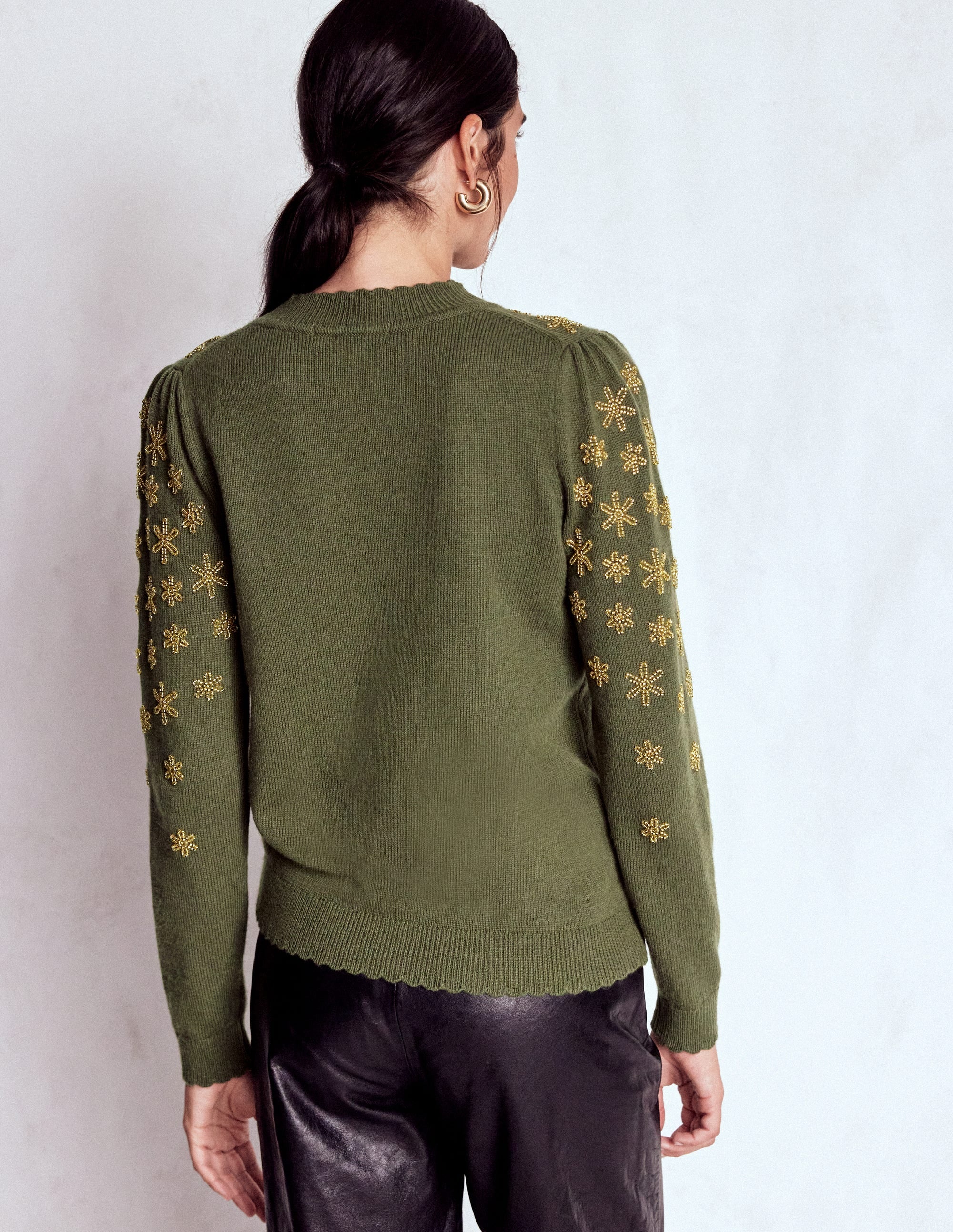 Elizabeth Embellished Jumper-Leaf Green - Image 3