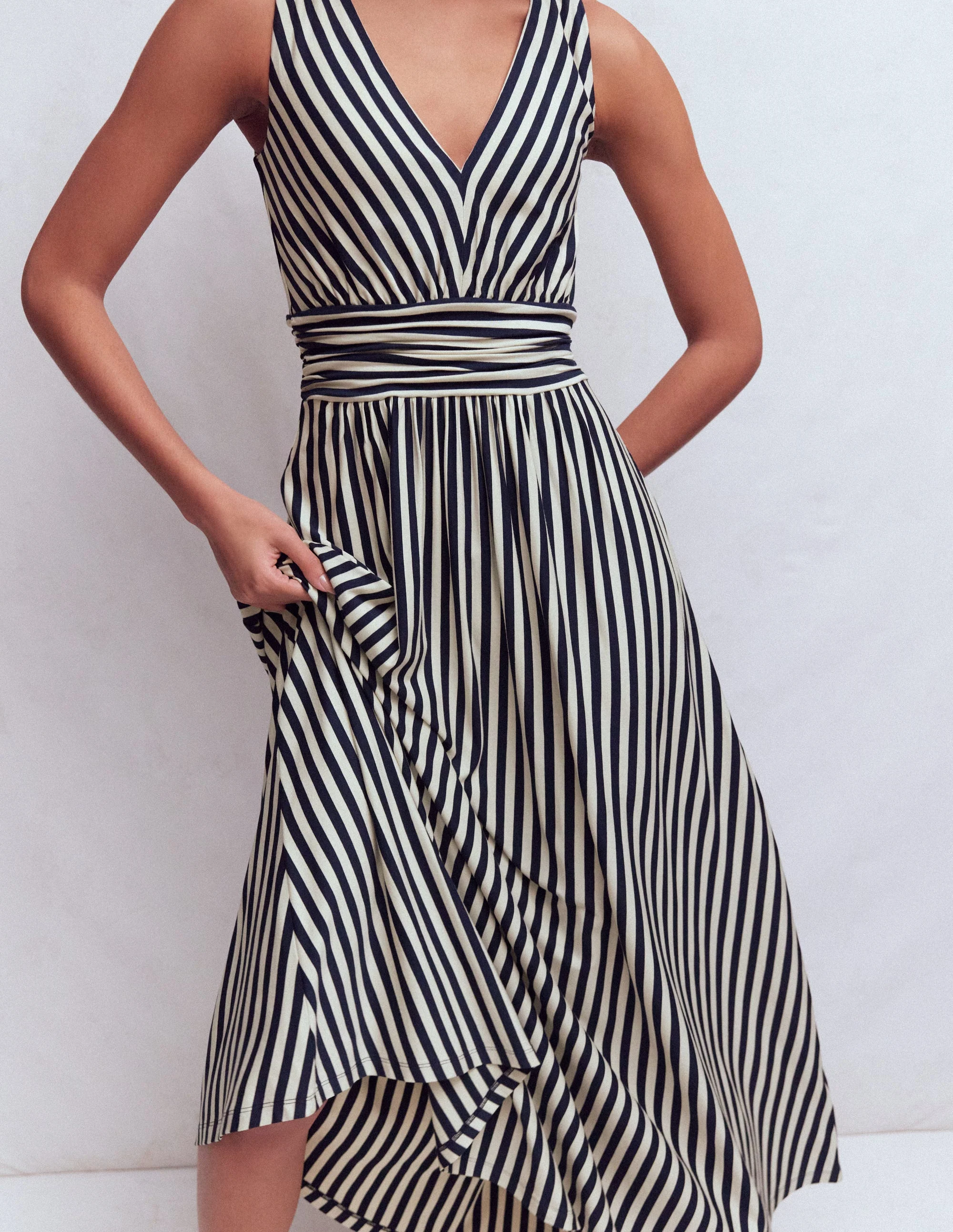 Elodie Jersey Maxi Dress-Navy and Ivory Stripe - Image 2