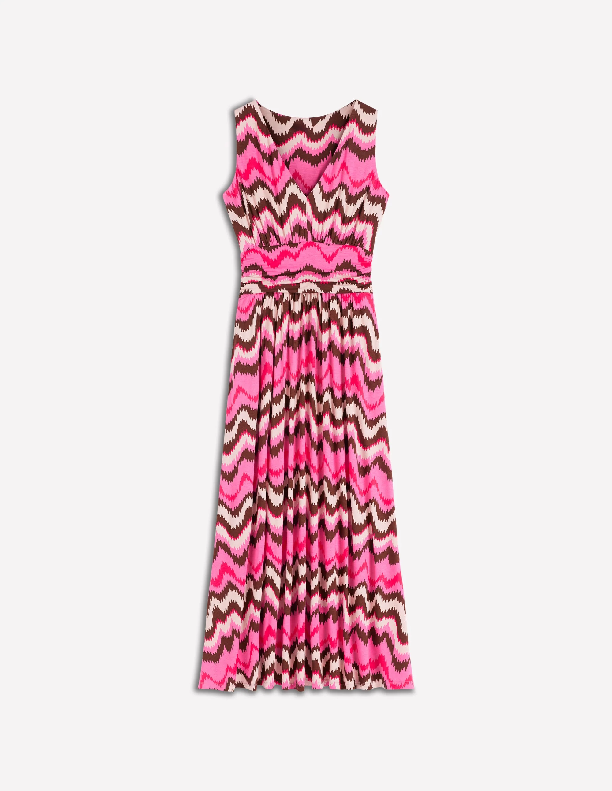 Elodie Jersey Maxi Dress-Pink Punch, Zig Zag Wave - Image 7