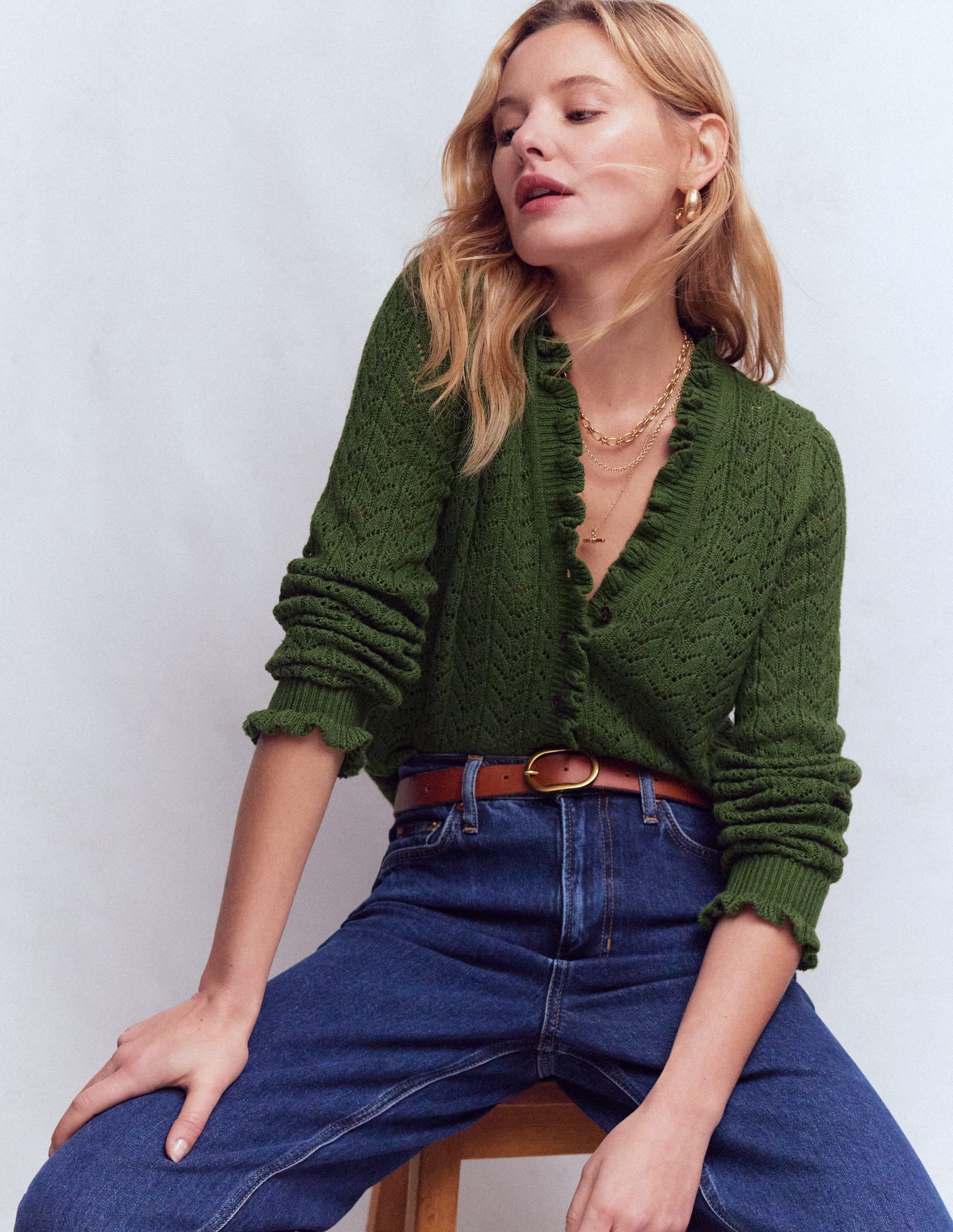 Eloise Frill Henley Jumper-Promenade Green
