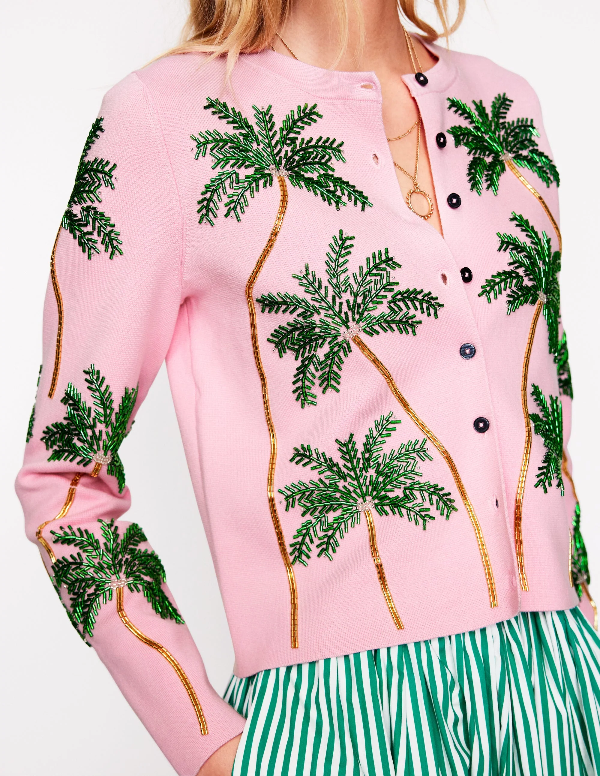 Embellished Cardigan-Soft Pink - Image 2