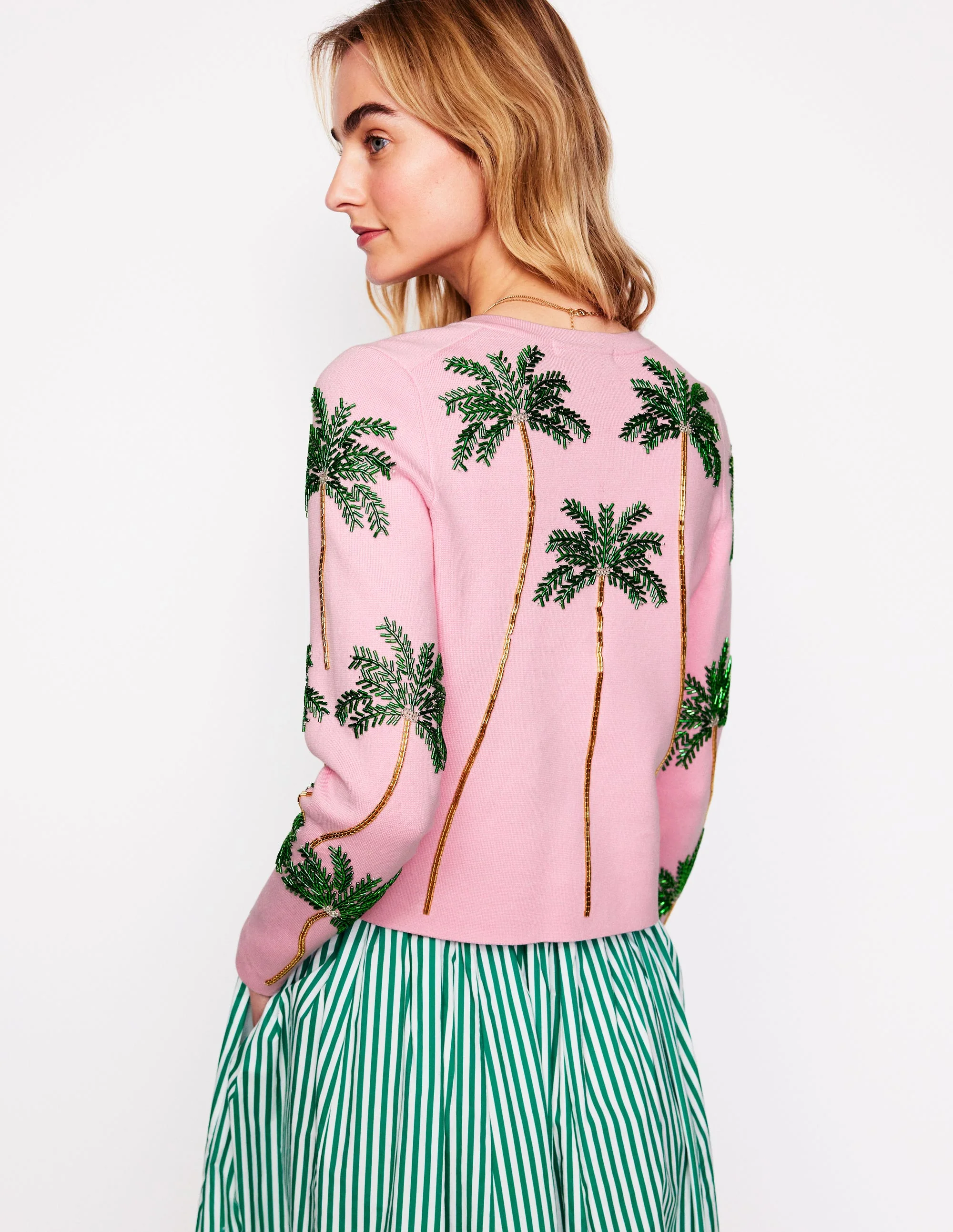 Embellished Cardigan-Soft Pink - Image 3