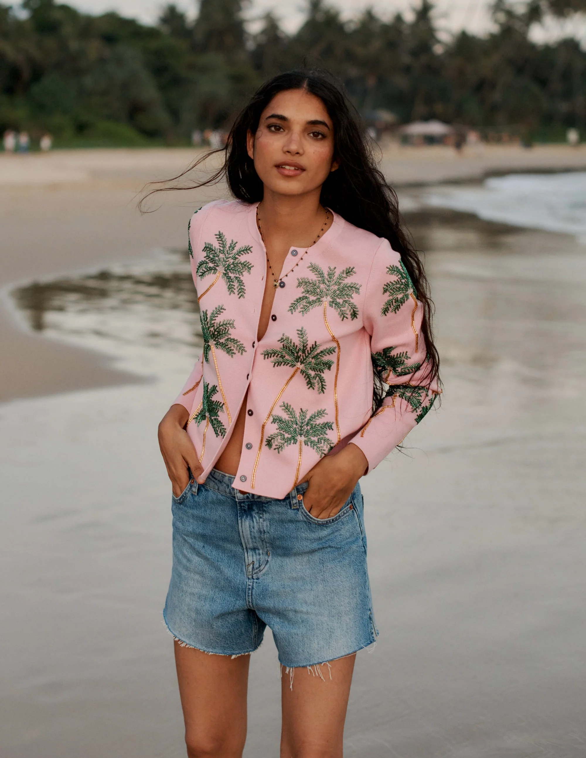Embellished Cardigan-Soft Pink - Image 5