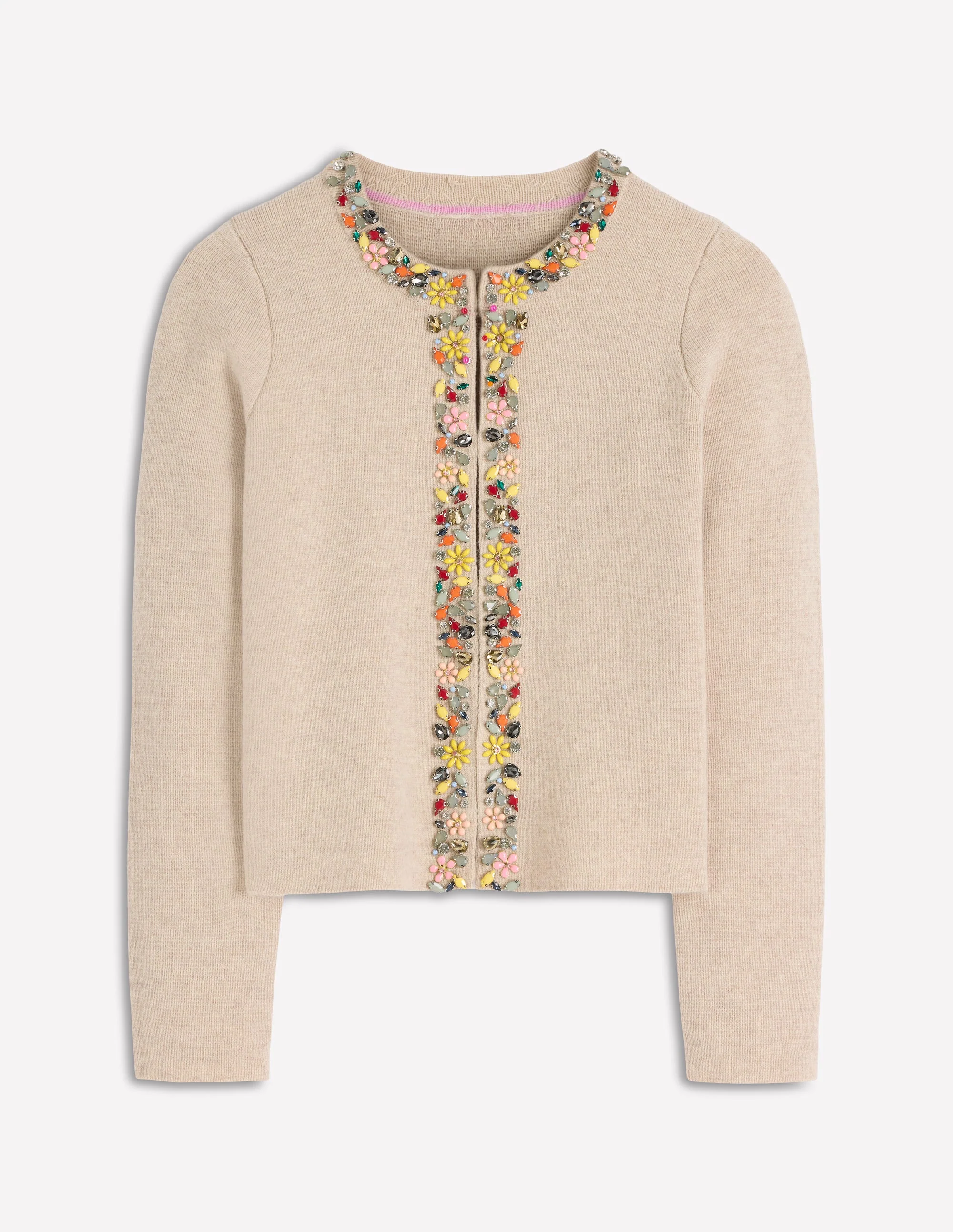Embellished Knit Cardigan-Chinchilla Melange - Image 7