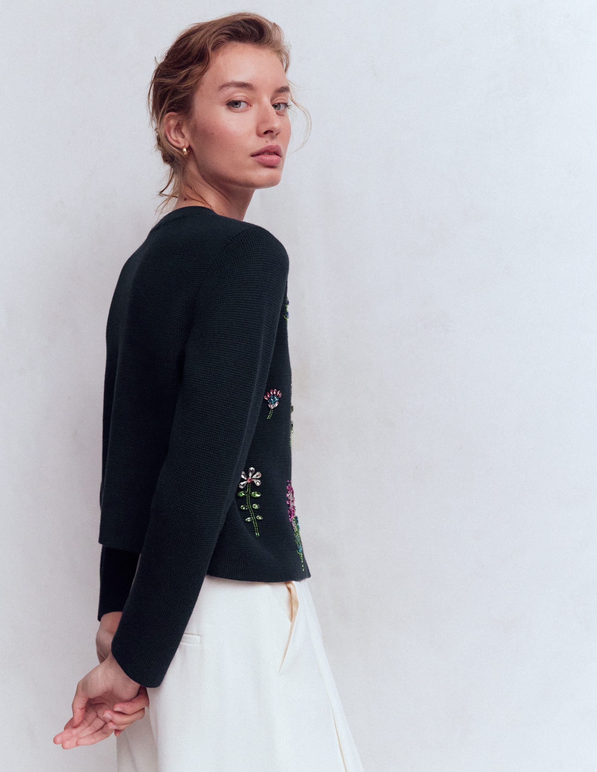 Embellished Knit Cardigan-Navy - Image 3