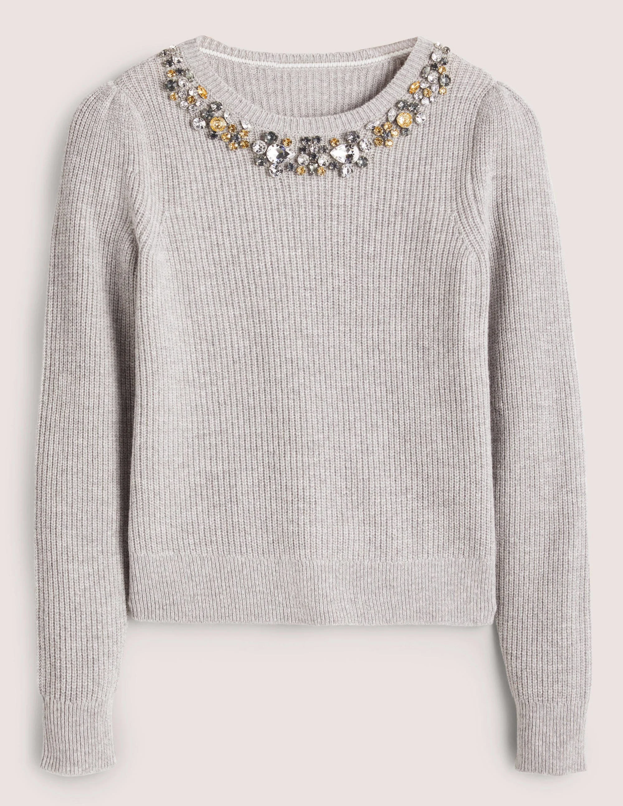 Embellished Party Jumper-Grey, Embellished Collar - Image 6