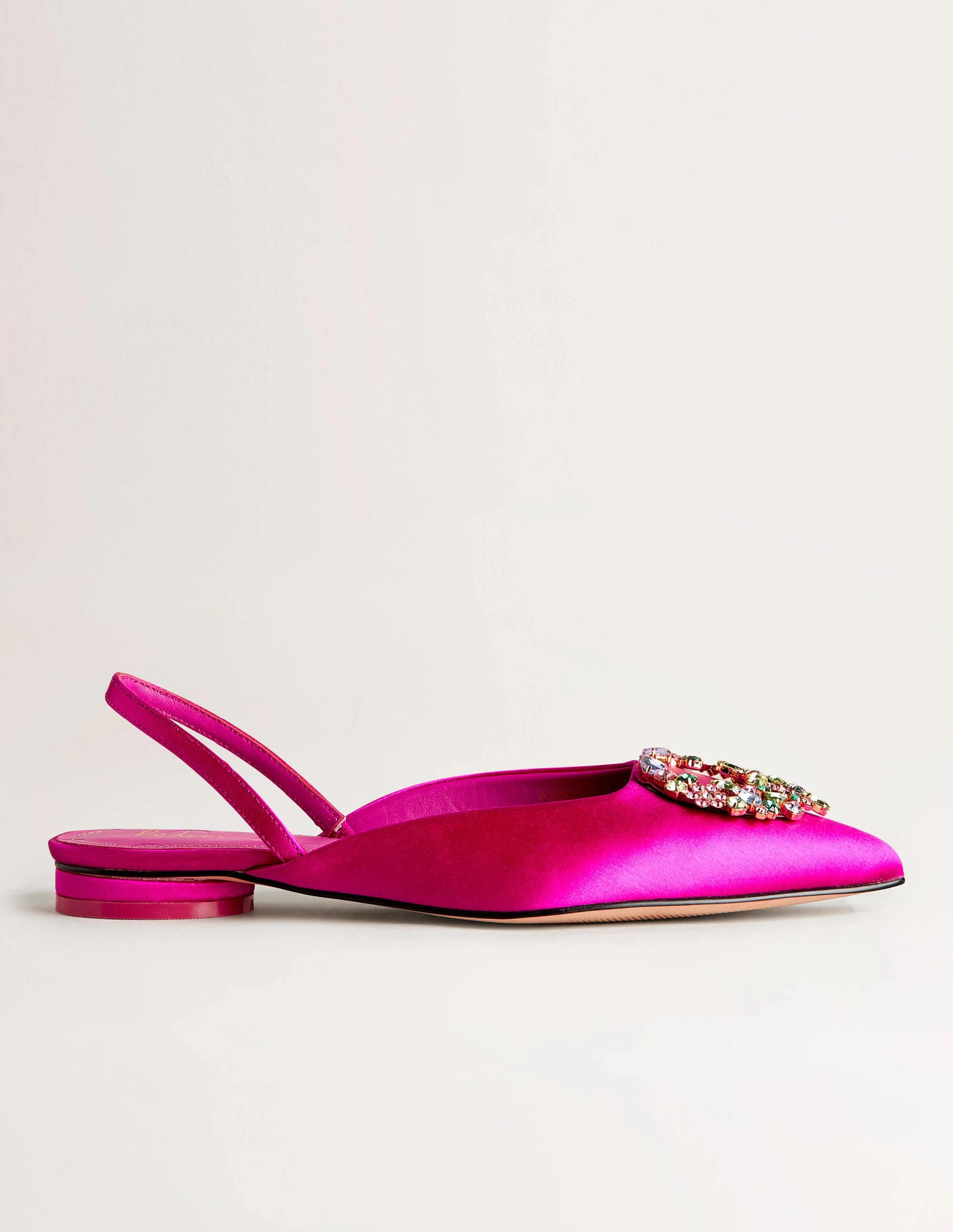 Embellished Satin Slingbacks-Wild Watermelon, Multi Jewel