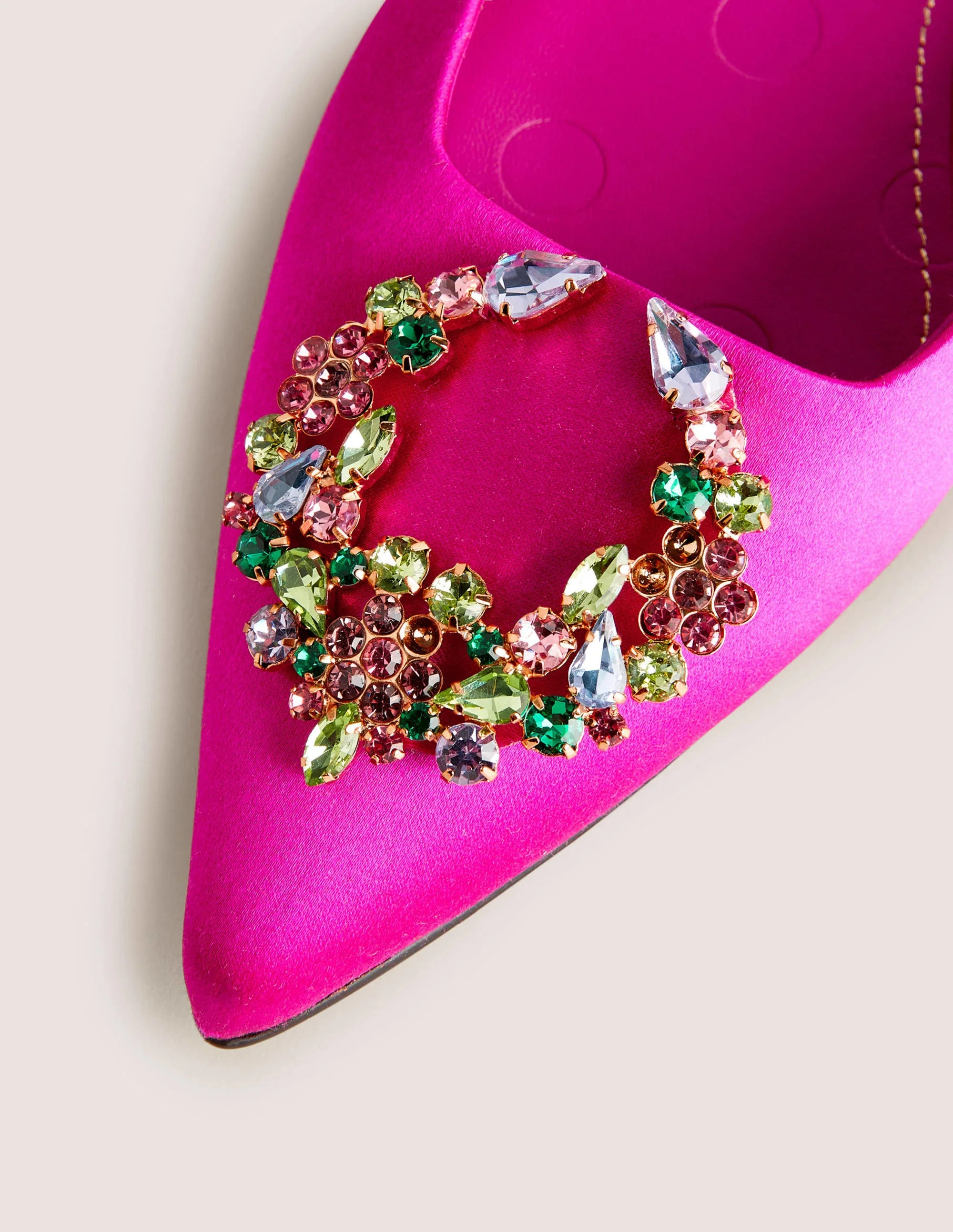 Embellished Satin Slingbacks-Wild Watermelon, Multi Jewel - Image 3