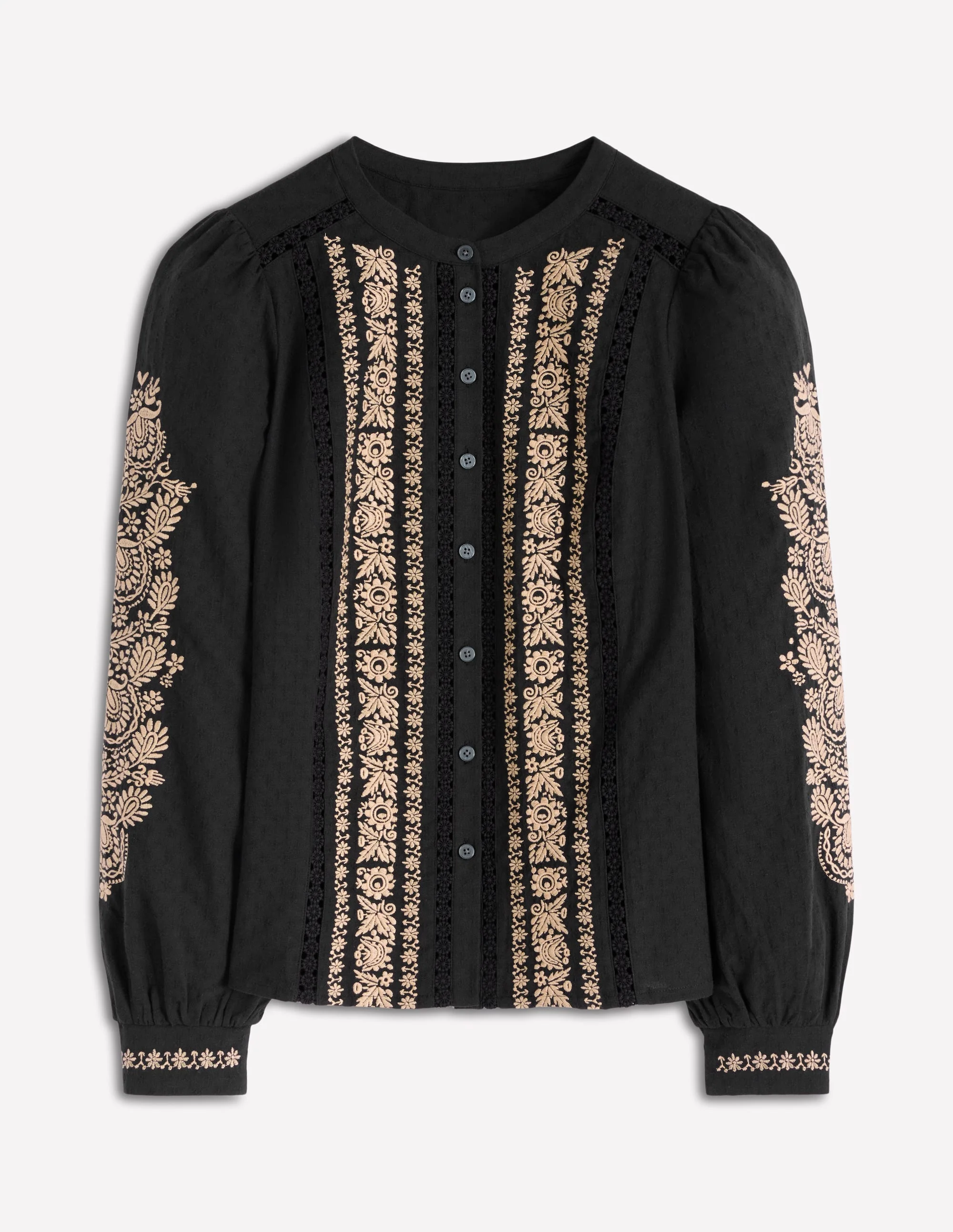 Embroidered Cotton Top-Black - Image 6