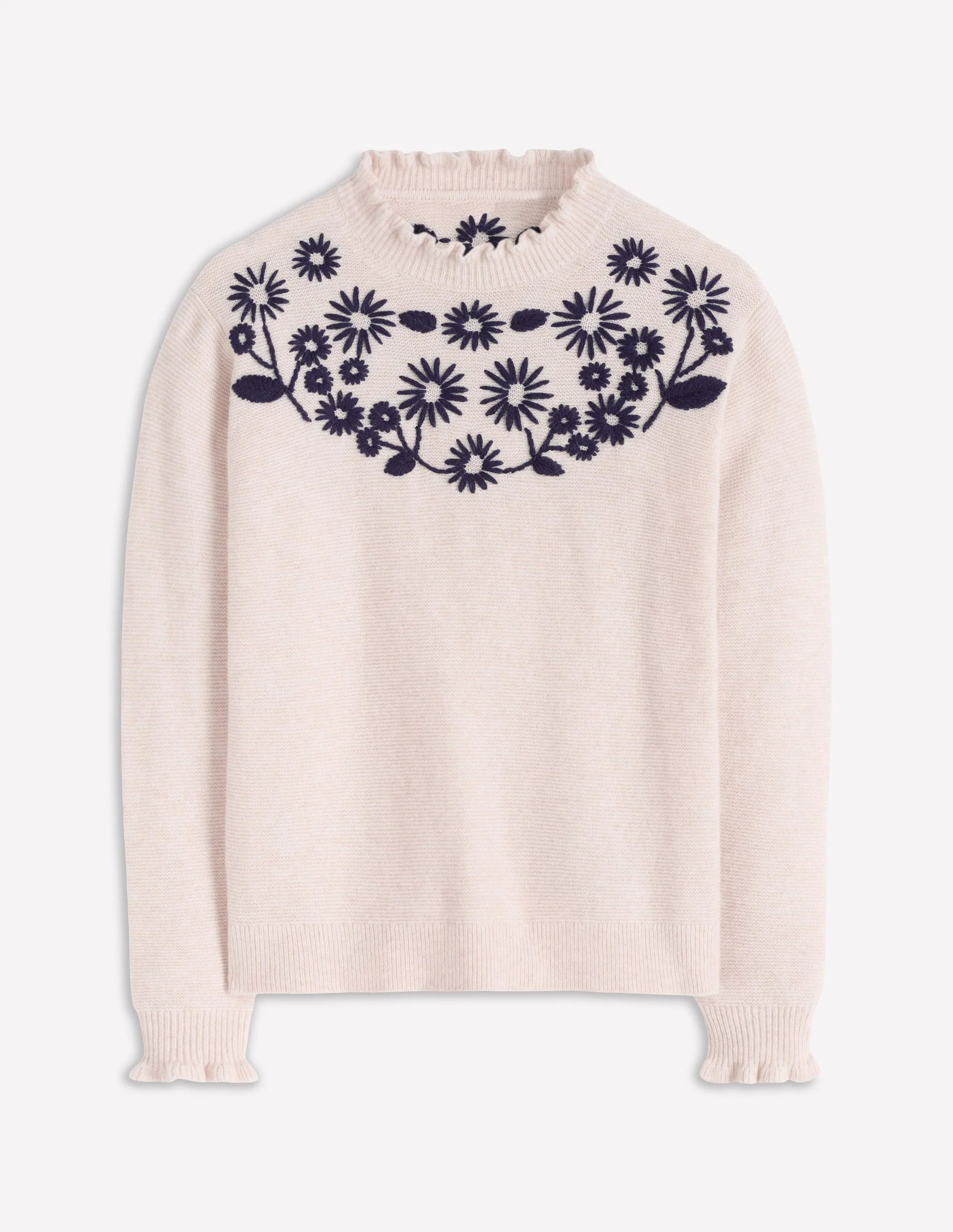 Embroidered Frill Jumper-Warm Ivory - Image 6