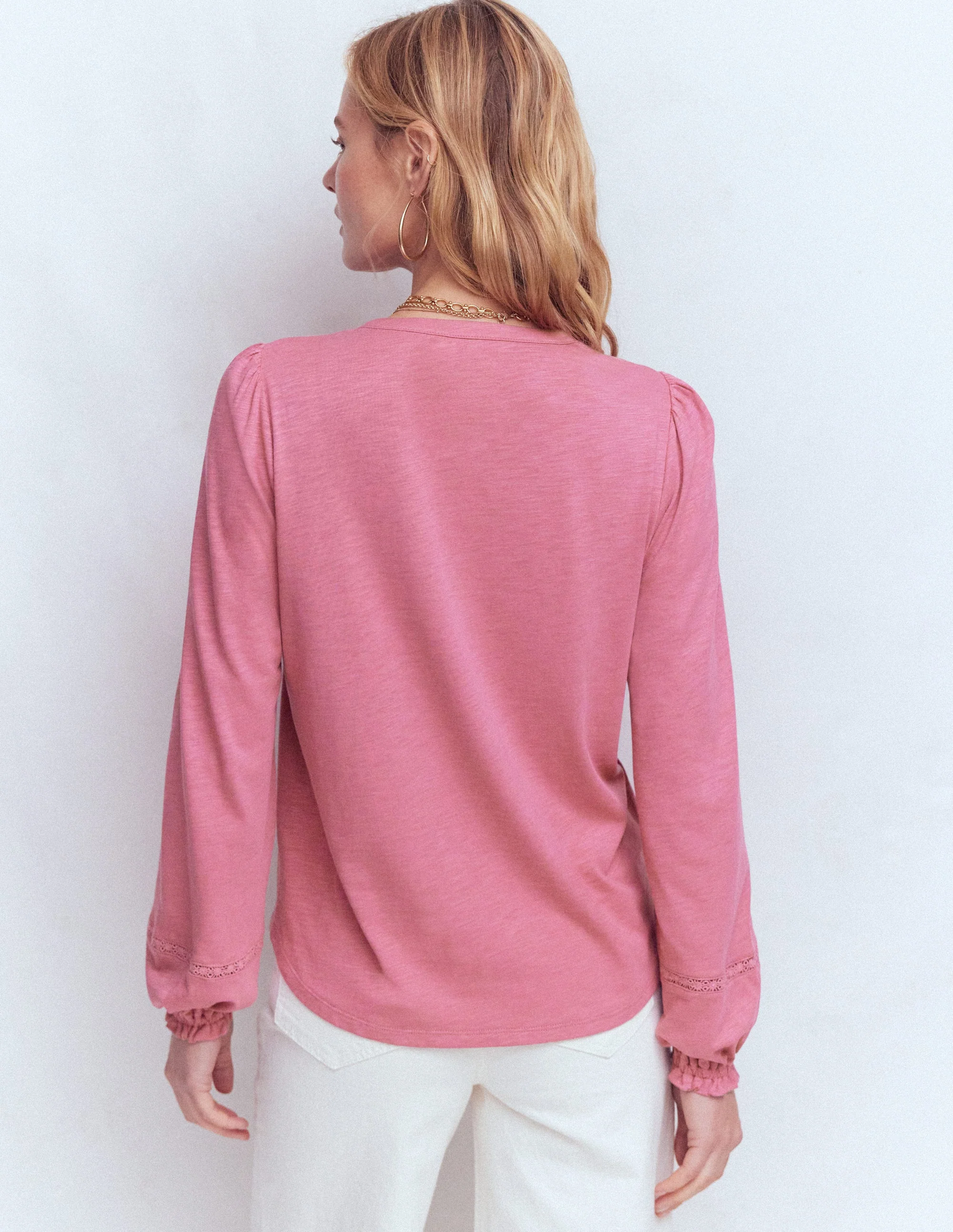 Embroidered Jersey Shirt-Pink Heather - Image 3