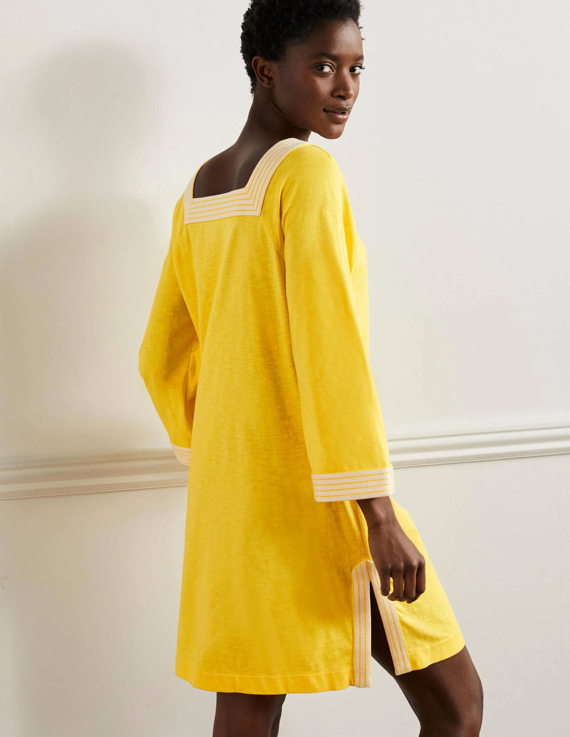 Embroidered Jersey Tunic-Lemon Zest - Image 3
