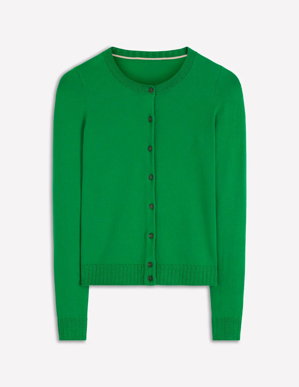 Emilia Cotton Crew Cardigan-Rich Emerald - Image 5